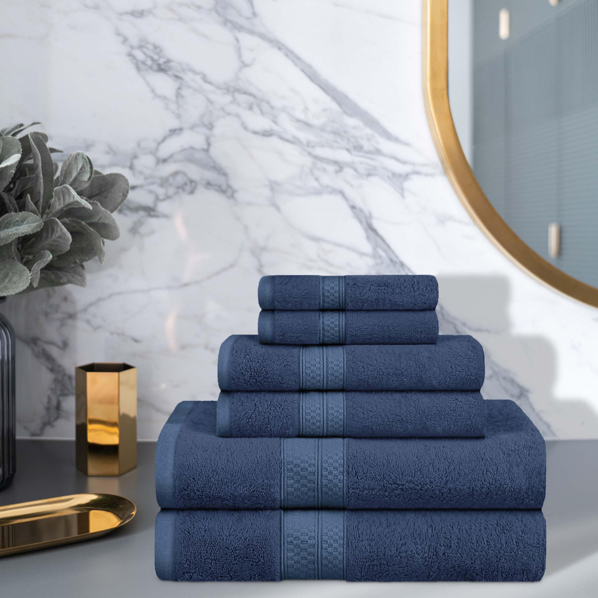 Ultra-Soft Rayon from Bamboo Cotton Blend 6 Piece Towel Set - Blue Nile Mills
