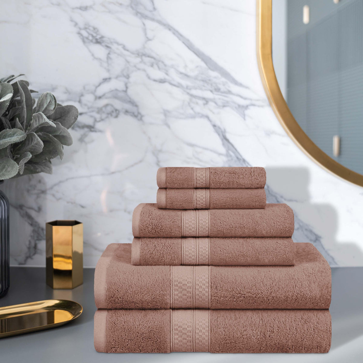 Ultra-Soft Rayon from Bamboo Cotton Blend 6 Piece Towel Set - Blue Nile Mills