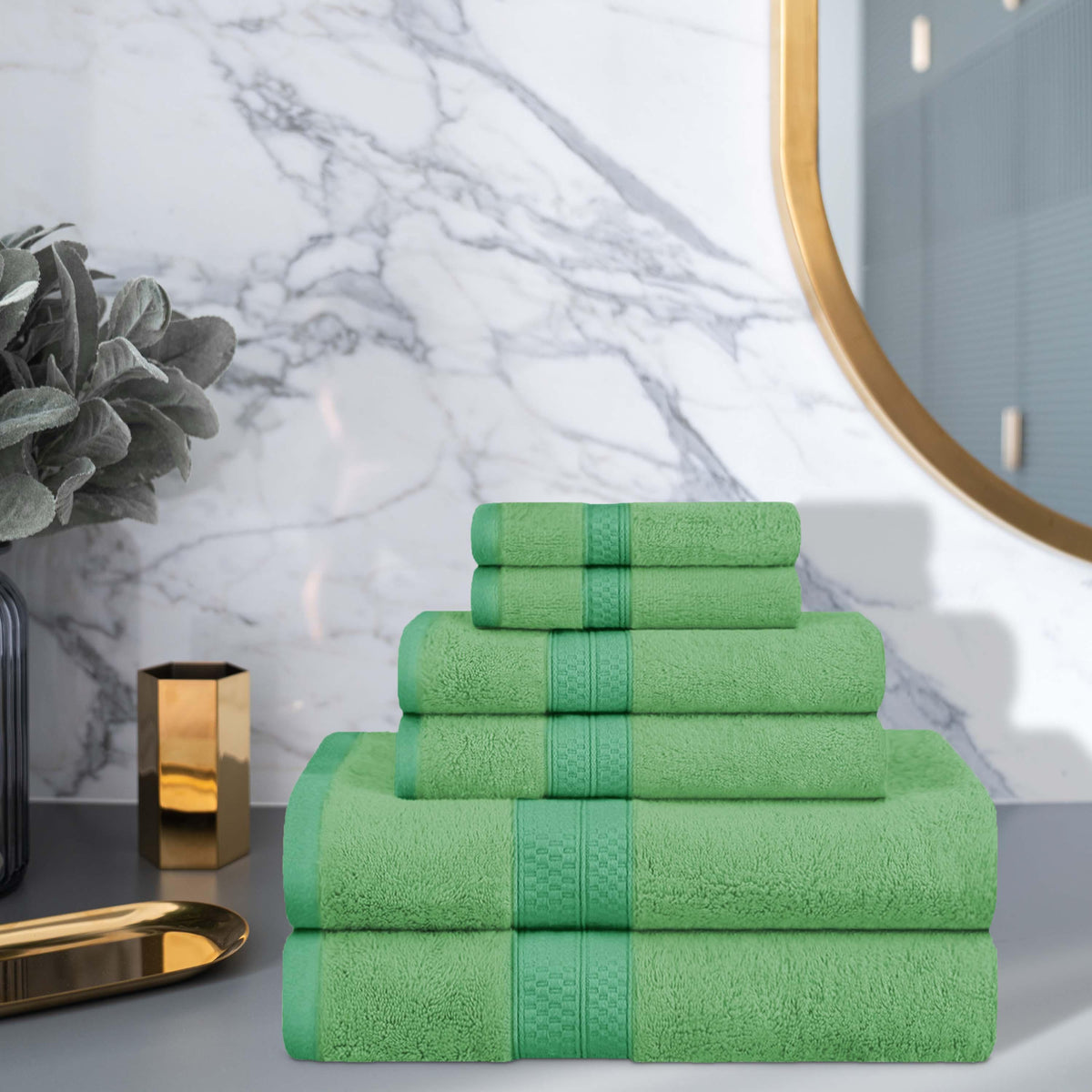 Ultra-Soft Rayon from Bamboo Cotton Blend 6 Piece Towel Set - Blue Nile Mills