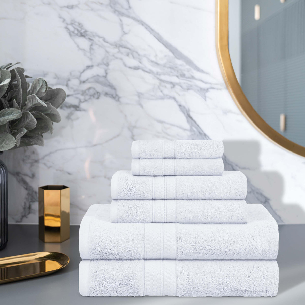 Ultra-Soft Rayon from Bamboo Cotton Blend 6 Piece Towel Set - Blue Nile Mills
