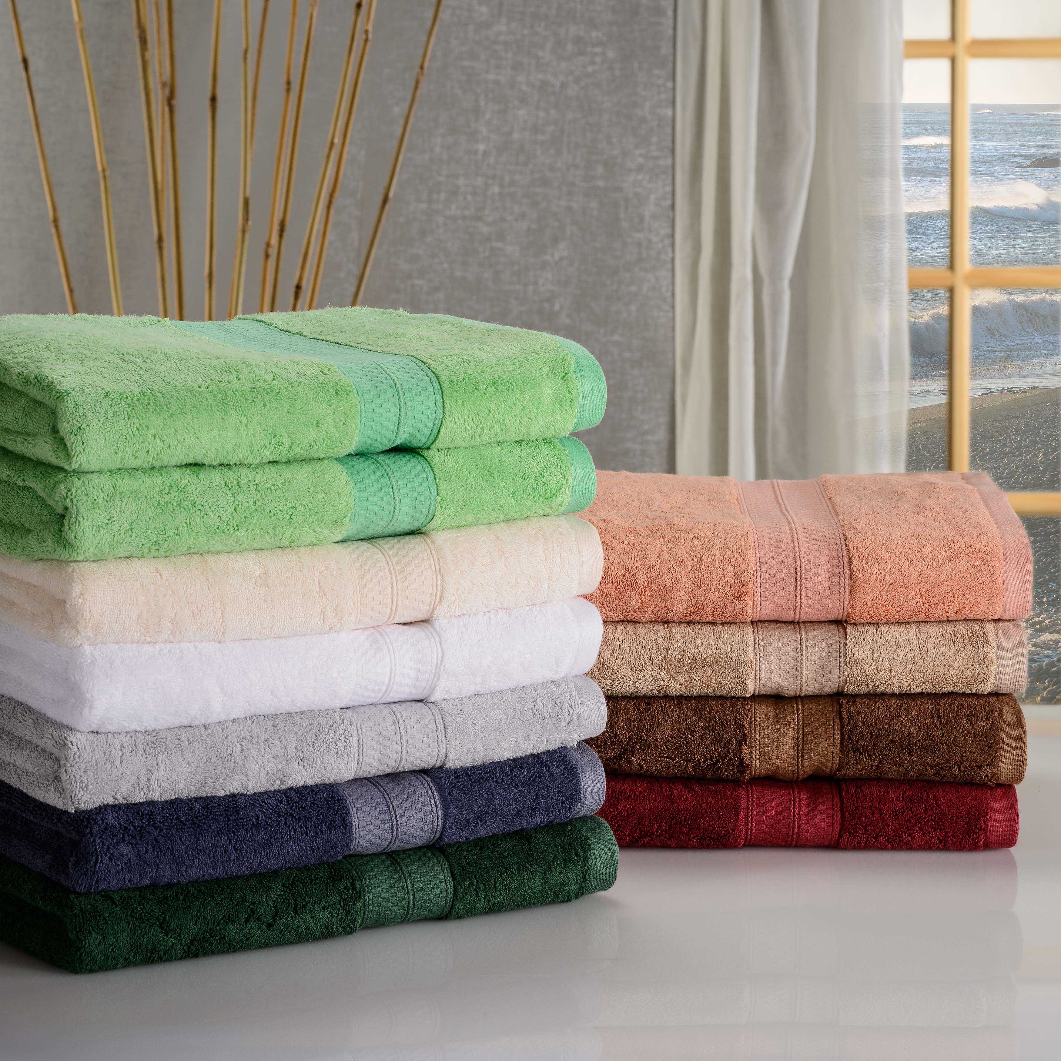 Rayon from Bamboo Blend Solid 12 Piece Face Towel Set - Blue Nile Mills
