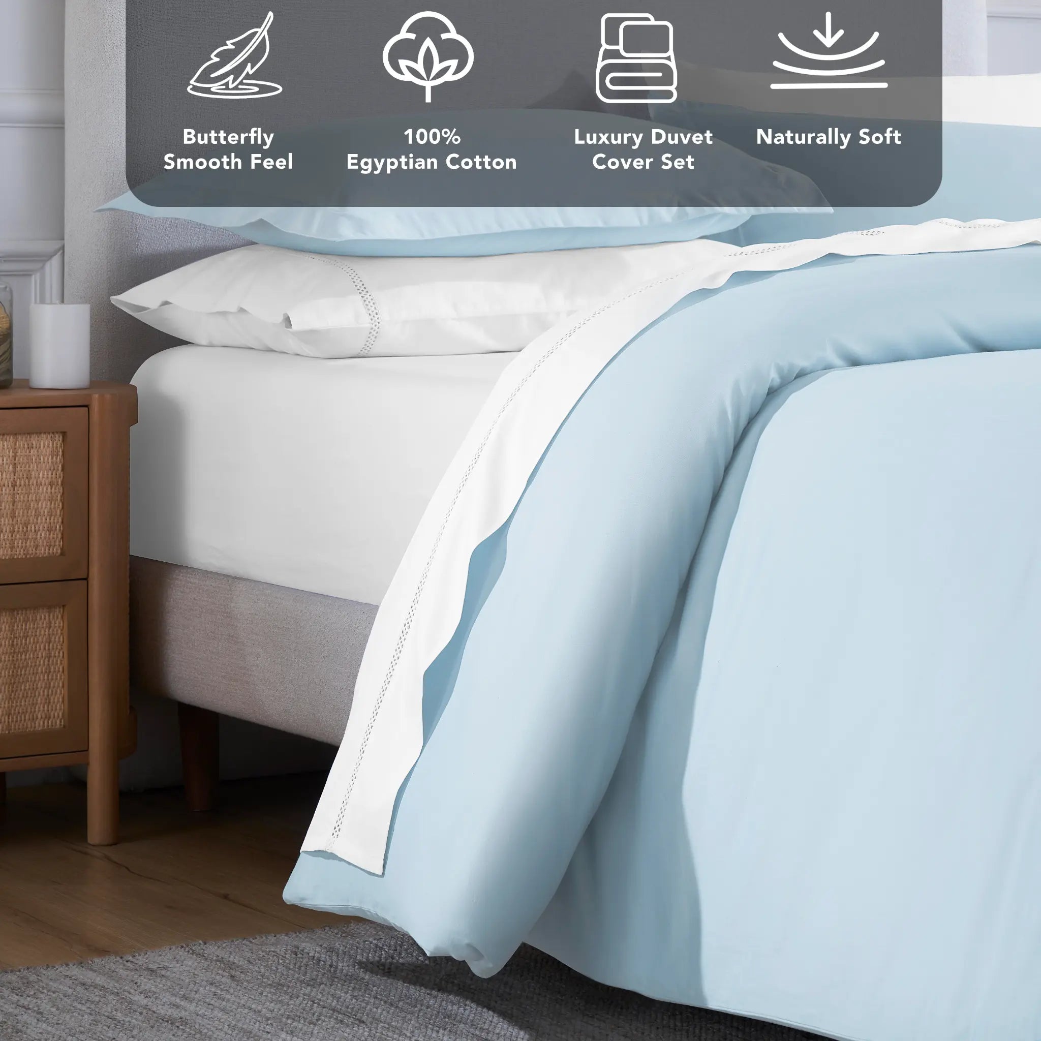 Egyptian Cotton 650 Thread Count Solid Duvet Cover Set - Blue Nile Mills