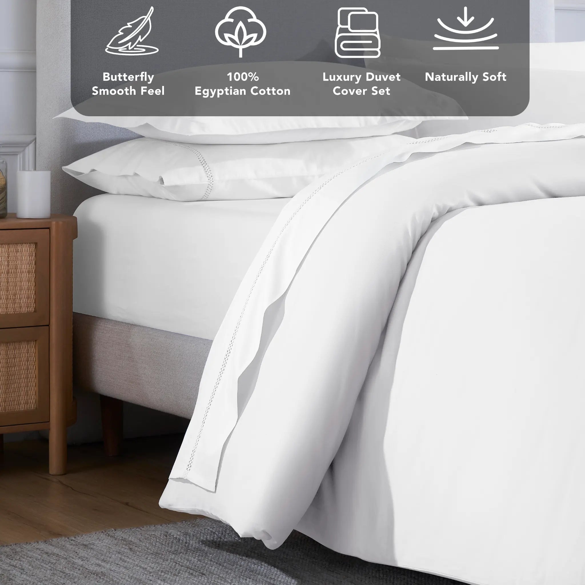 Egyptian Cotton 650 Thread Count Solid Duvet Cover Set - Blue Nile Mills