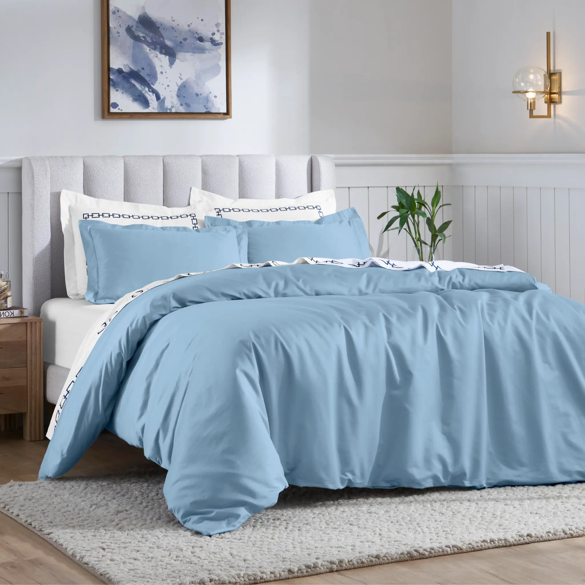 Egyptian Cotton 650 Thread Count Solid Duvet Cover Set - Blue Nile Mills