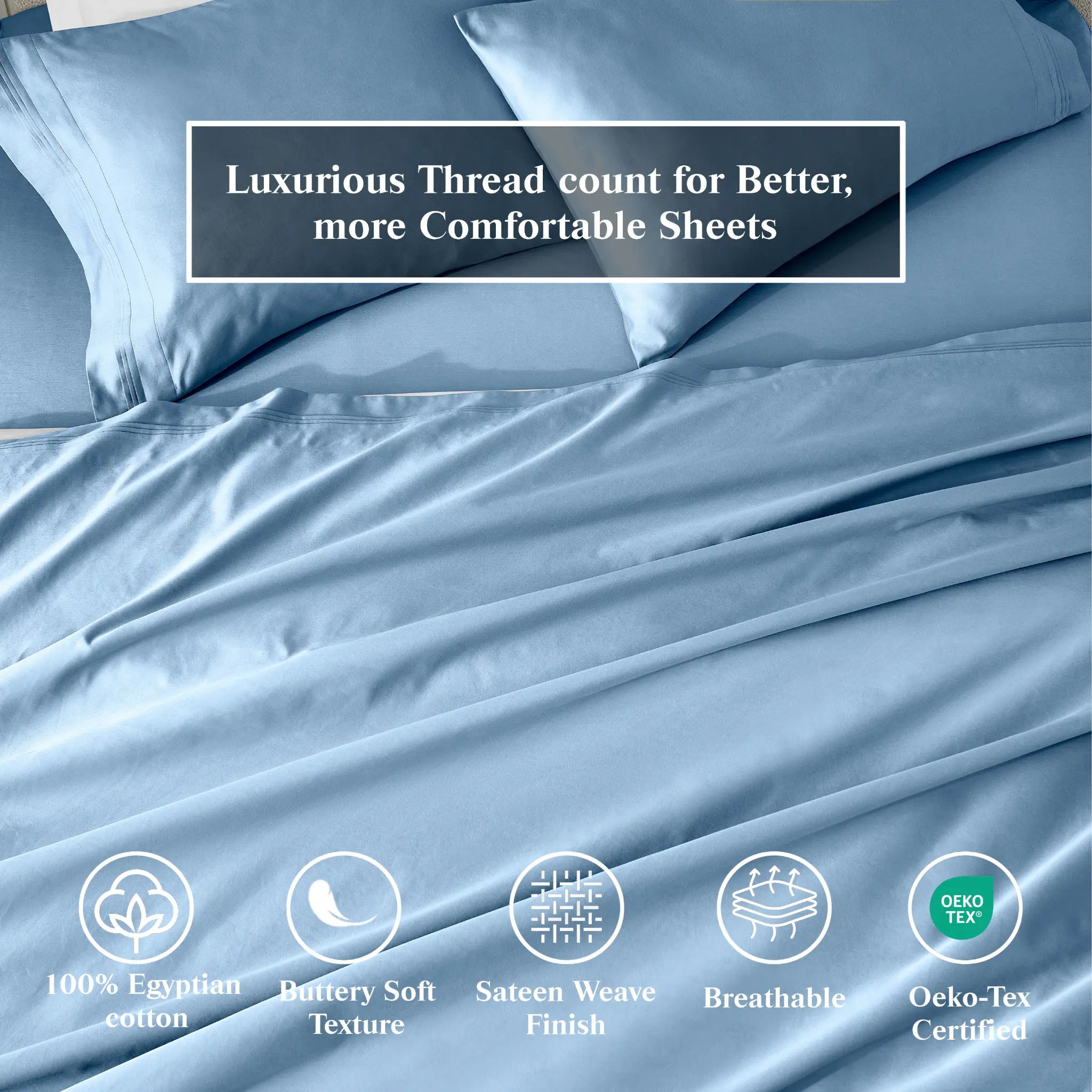 650 Thread Count Egyptian Cotton Solid Pillowcase Set - Blue Nile Mills