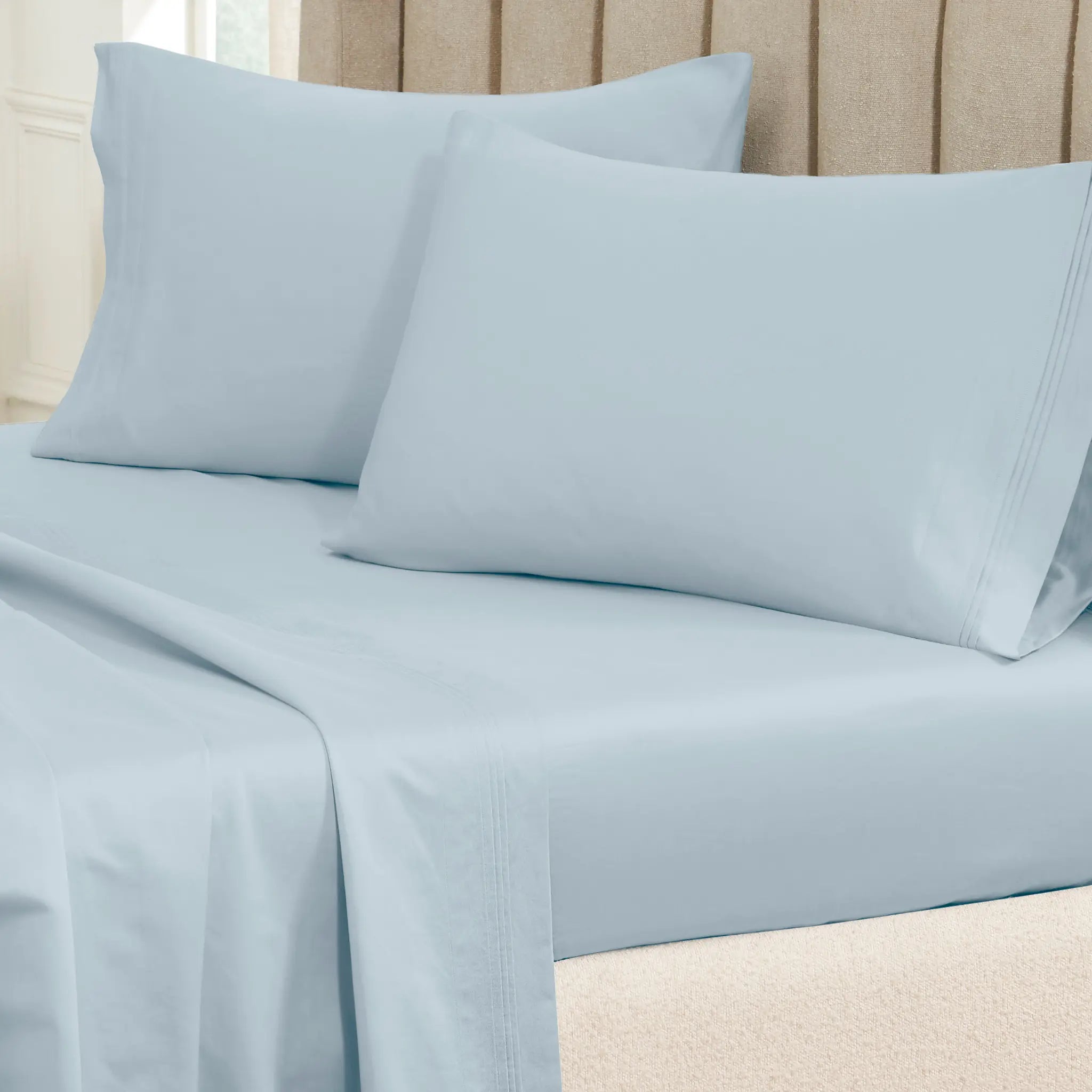 650 Thread Count Egyptian Cotton Solid Pillowcase Set - Blue Nile Mills