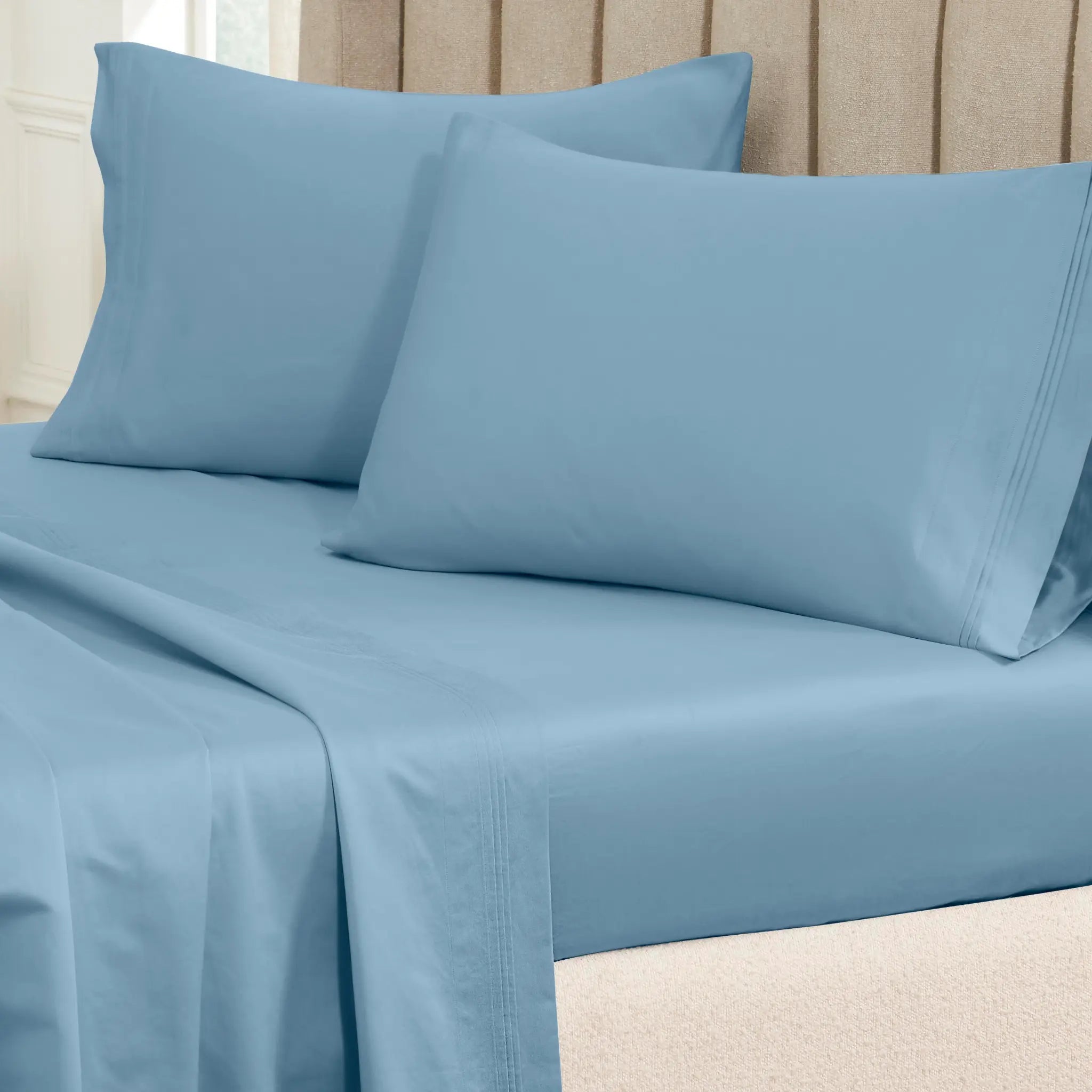 650 Thread Count Egyptian Cotton Solid Pillowcase Set - Blue Nile Mills
