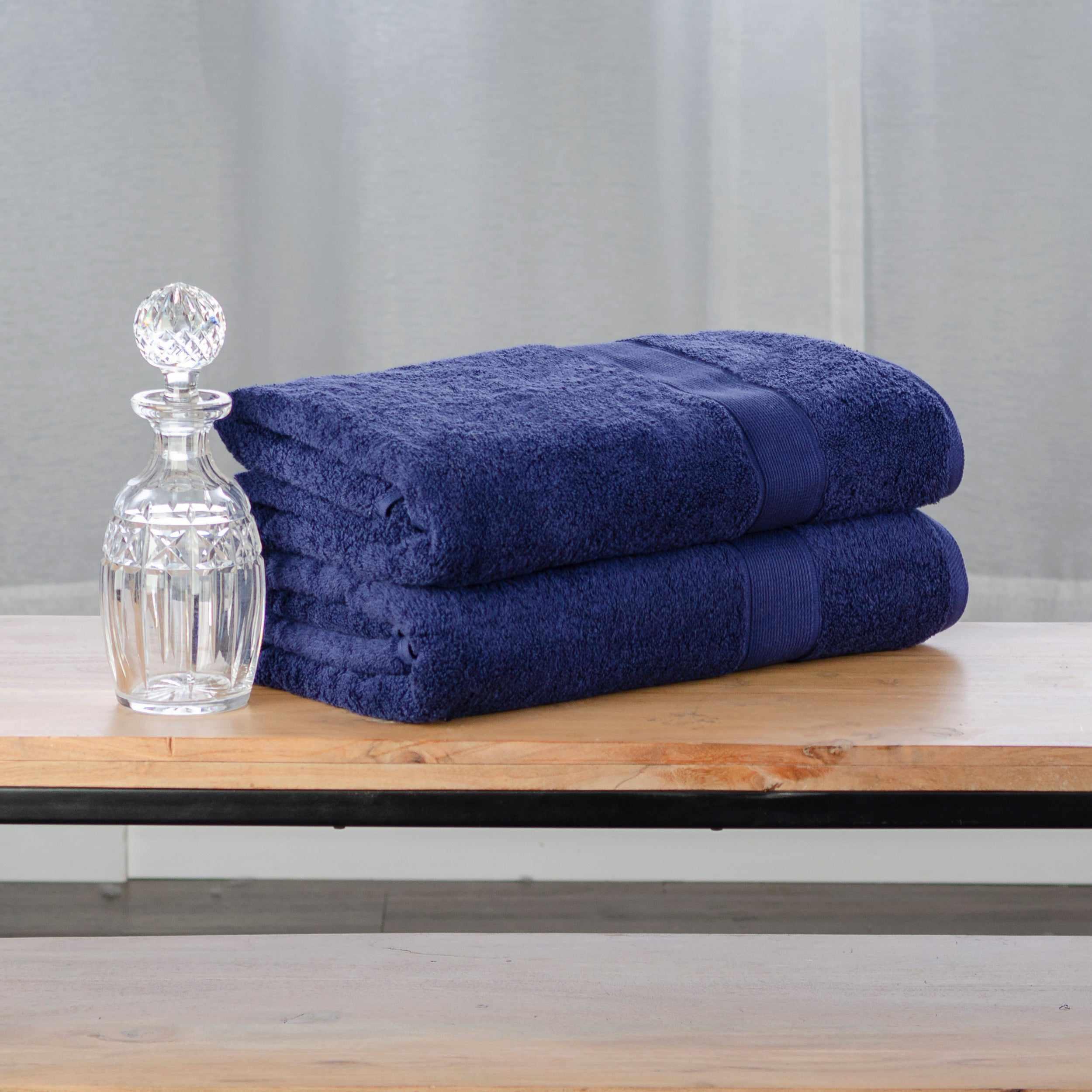 Organic Solid 650 GSM 2 Pieces Bath Sheet Set - Blue Nile Mills