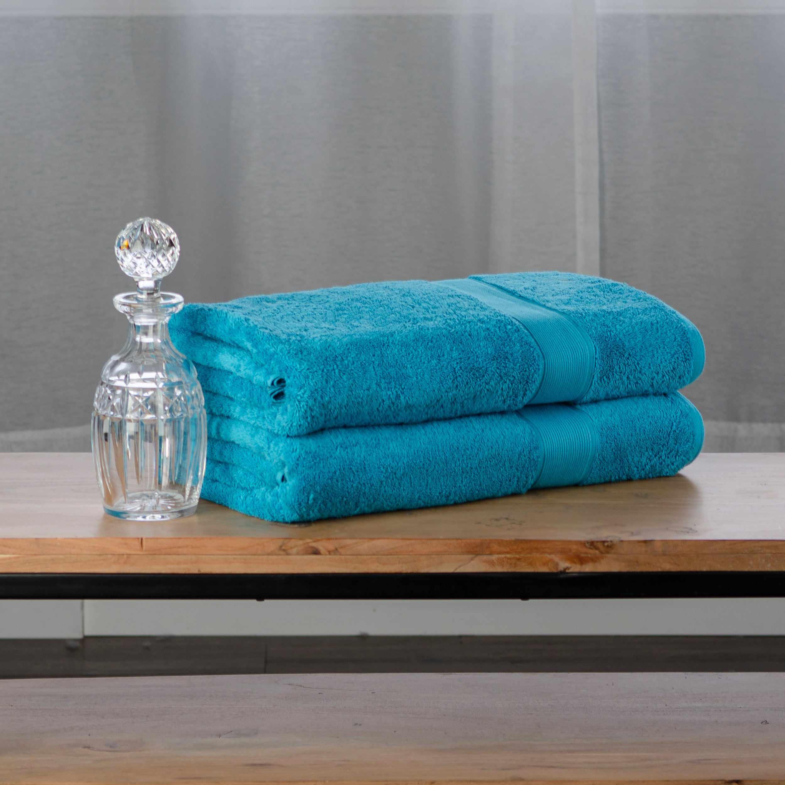 Organic Solid 650 GSM 2 Pieces Bath Sheet Set - Blue Nile Mills