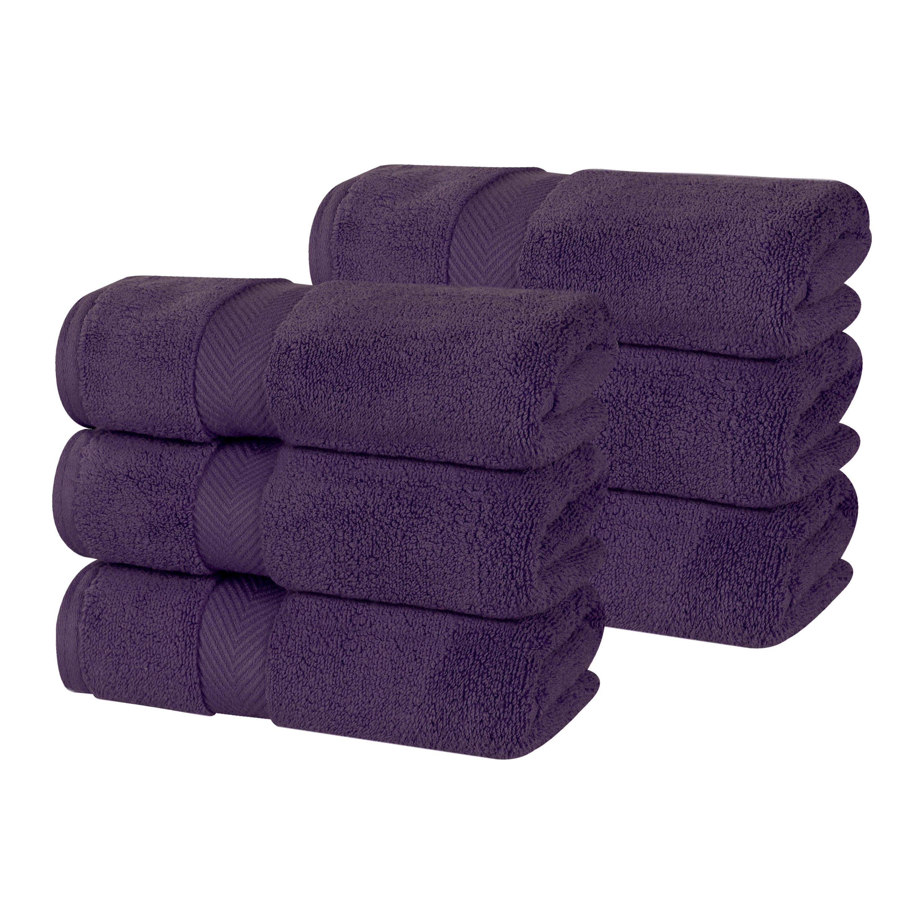 Zero Twist Cotton Solid Ultra-Soft Absorbent Hand Towel Set of 6 - Blue Nile Mills
