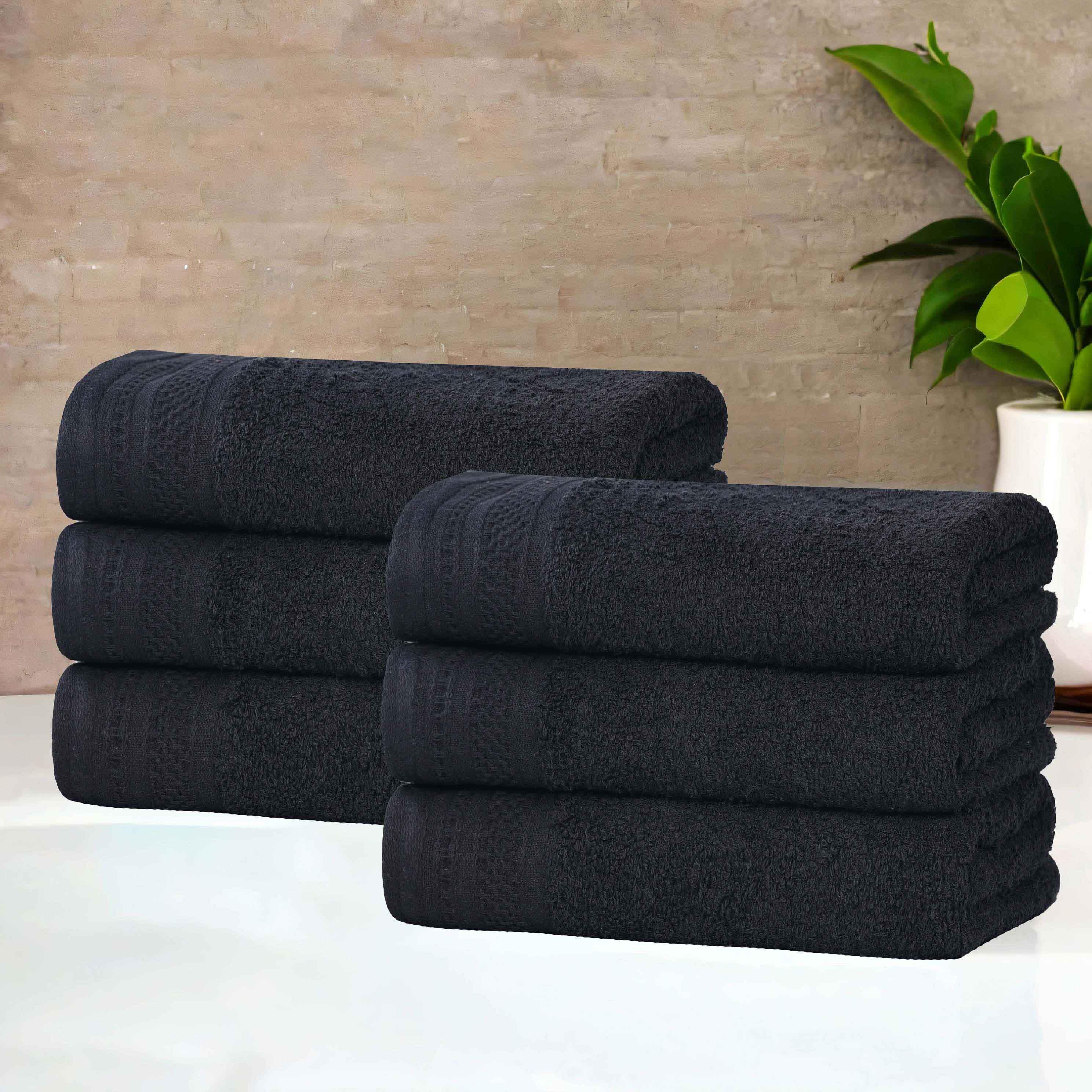 Honeycomb Textured Waffle Border Luxury Cotton Hand Towels, Set of 6 - Blue Nile Mills