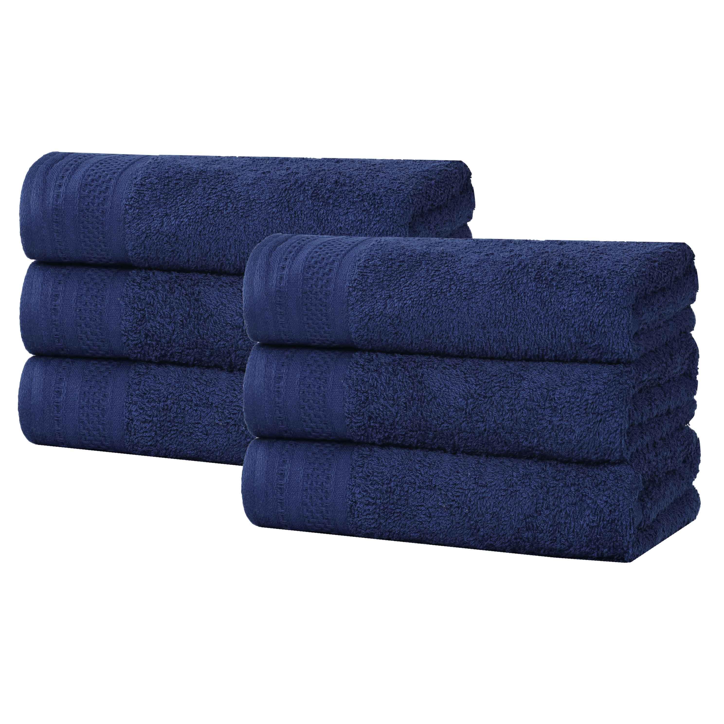 Honeycomb Textured Waffle Border Luxury Cotton Hand Towels, Set of 6 - Blue Nile Mills