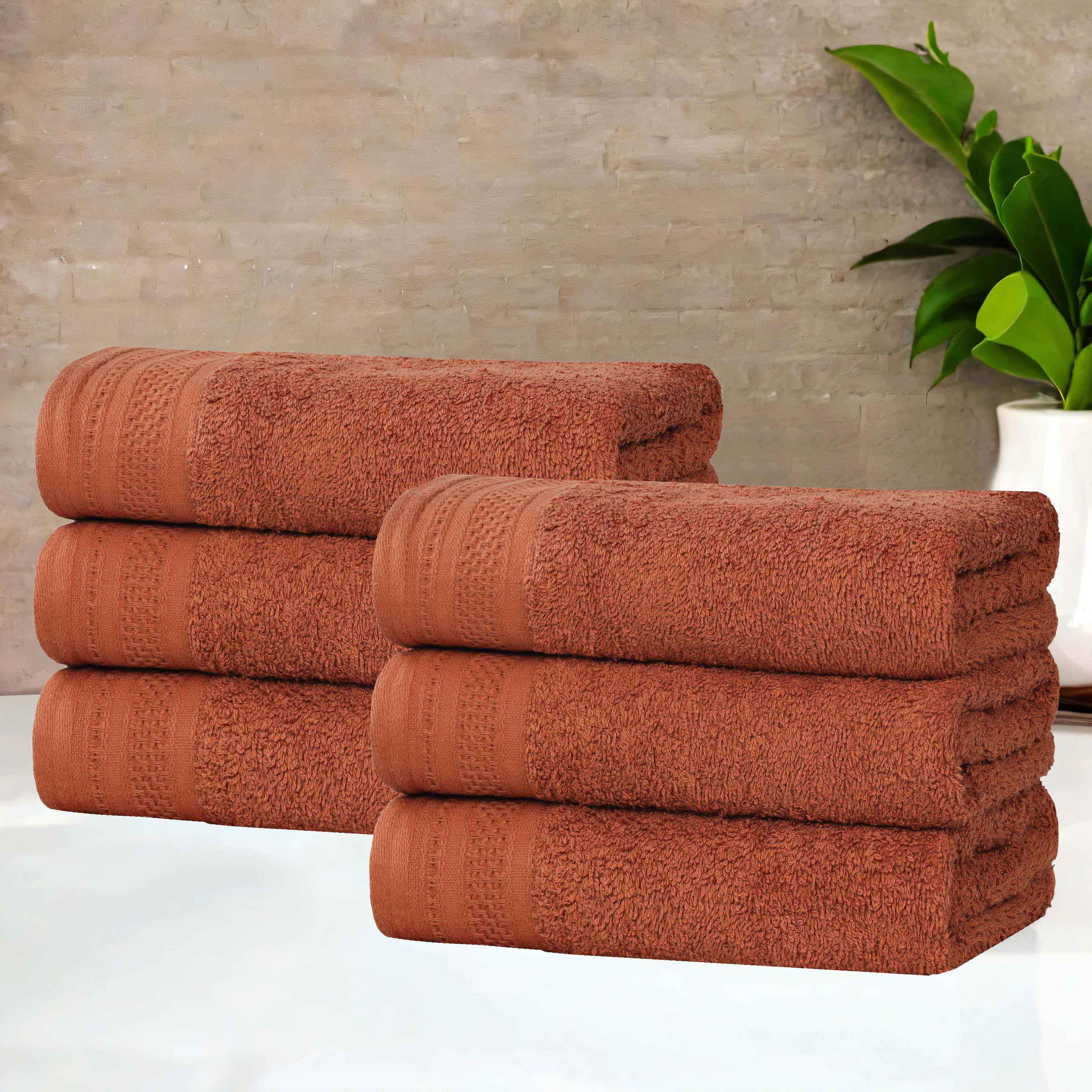 Honeycomb Textured Waffle Border Luxury Cotton Hand Towels, Set of 6 - Blue Nile Mills