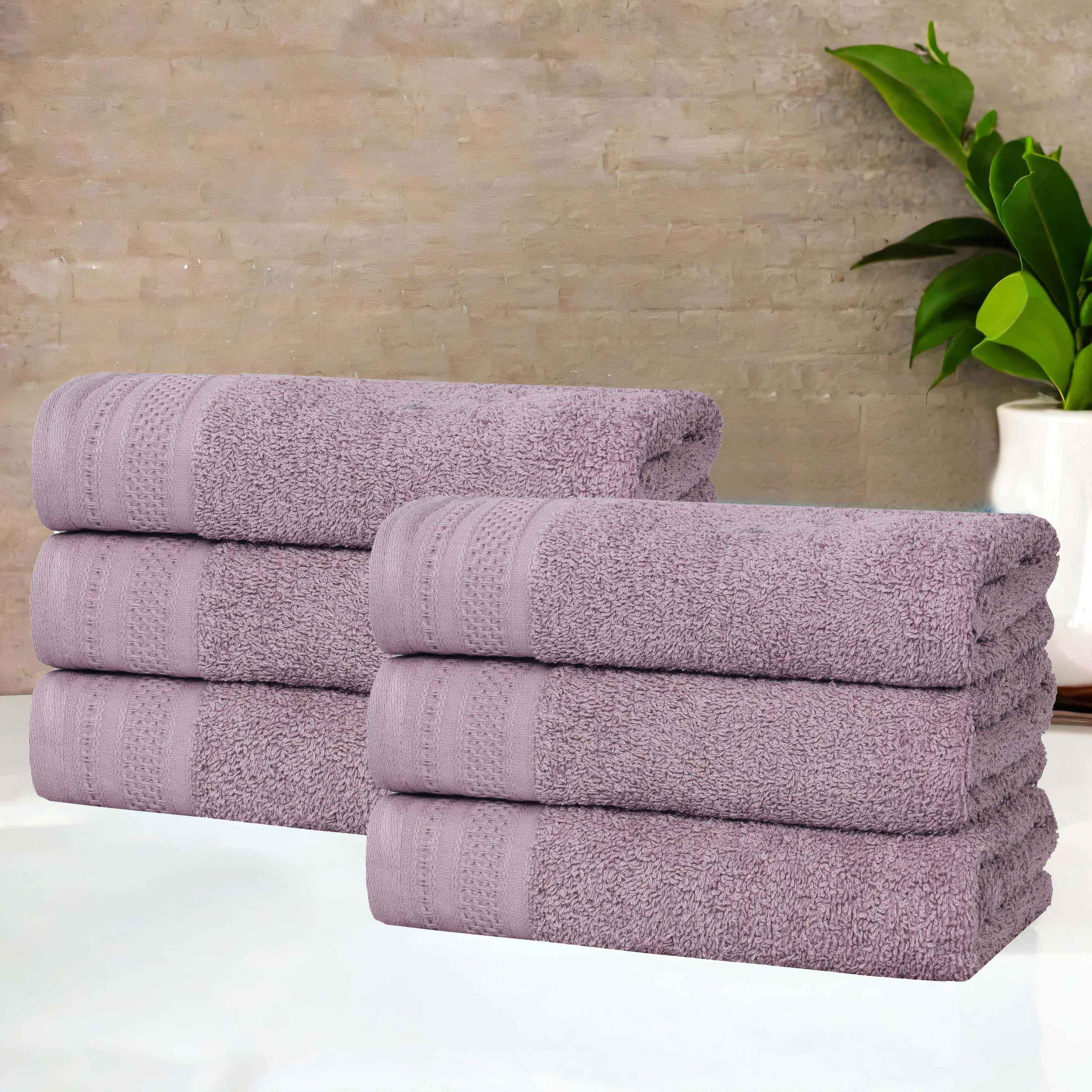 Honeycomb Textured Waffle Border Luxury Cotton Hand Towels, Set of 6 - Blue Nile Mills