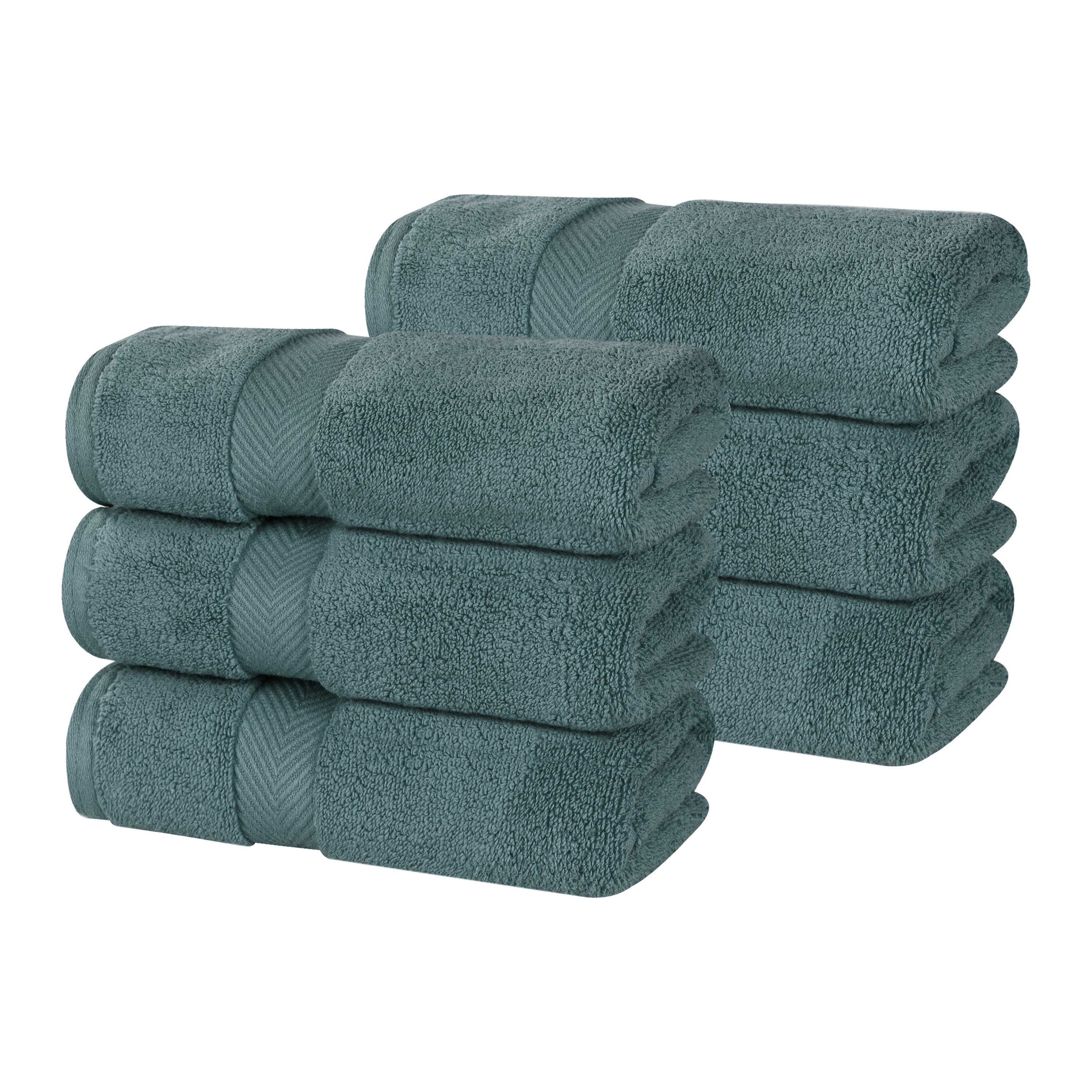 Zero Twist Cotton Solid Ultra-Soft Absorbent Hand Towel Set of 6 - Blue Nile Mills
