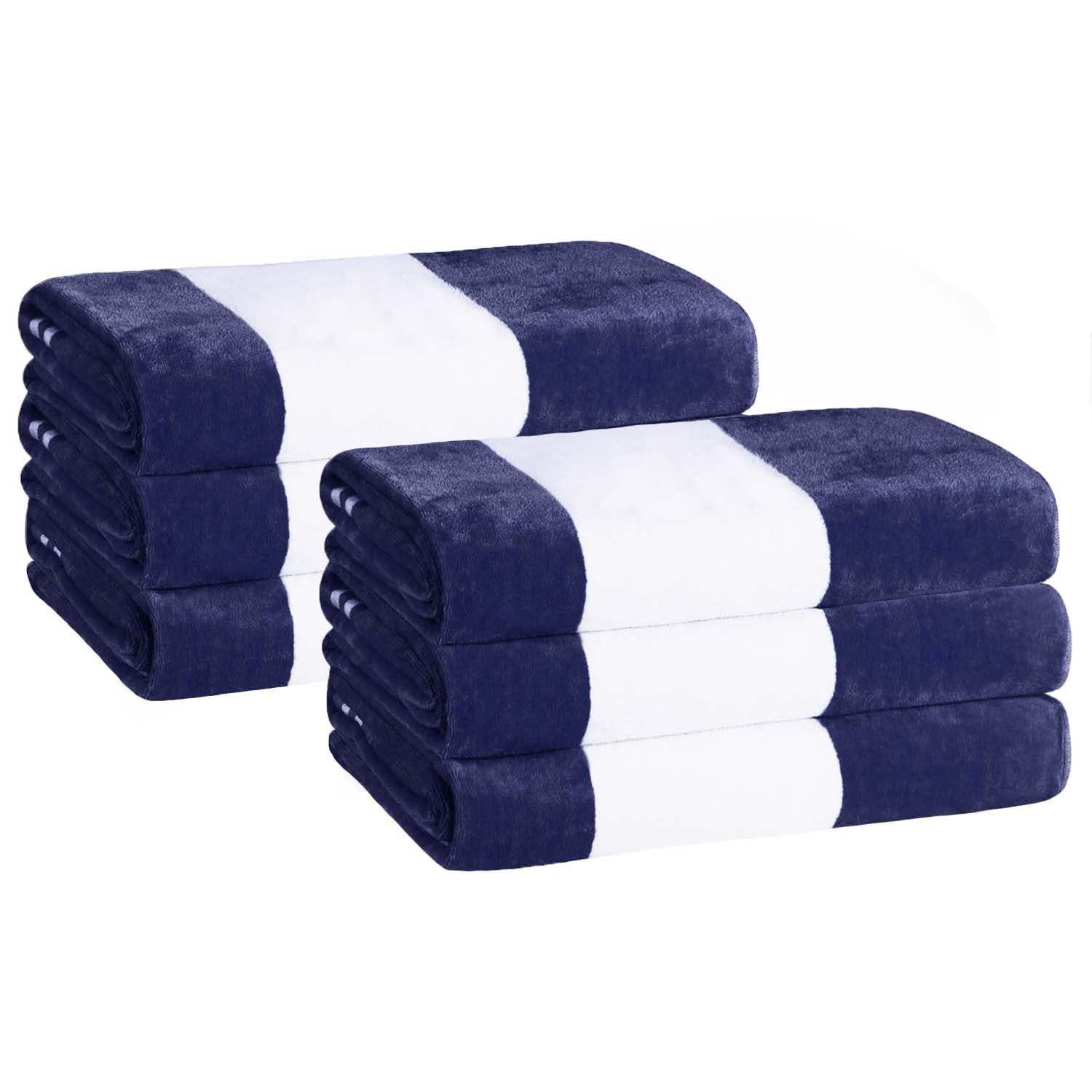 Cabana Stripe Oversized Cotton Beach Towel Set Of 2, 4, 6 - Blue Nile Mills