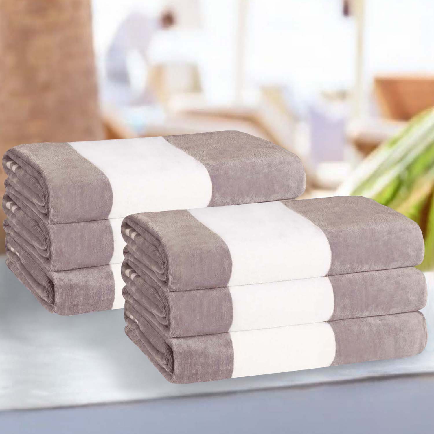 Cabana Stripe Oversized Cotton Beach Towel Set Of 2, 4, 6 - Blue Nile Mills