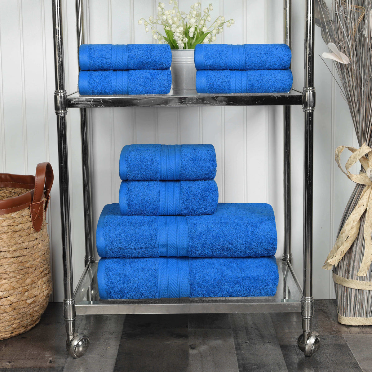 Atlas Cotton Plush Absorbent Heavyweight 8 Piece Towel Set - Blue Nile Mills