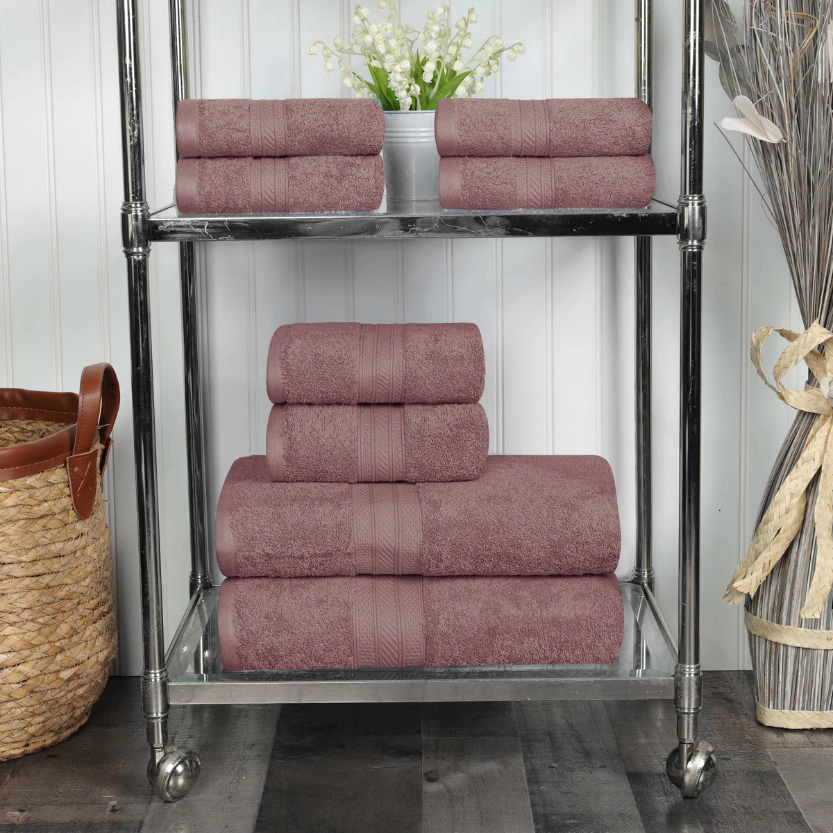 Atlas Cotton Plush Absorbent Heavyweight 8 Piece Towel Set - Blue Nile Mills