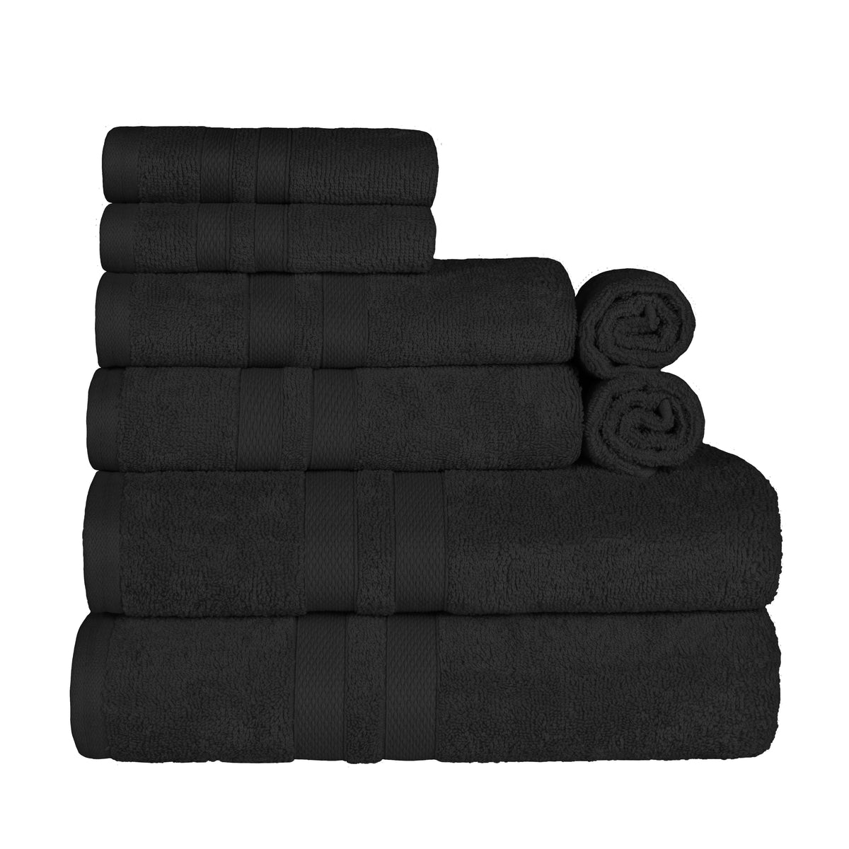 Ultra Soft Cotton Absorbent Solid Assorted 8 Piece Towel Set - Blue Nile Mills