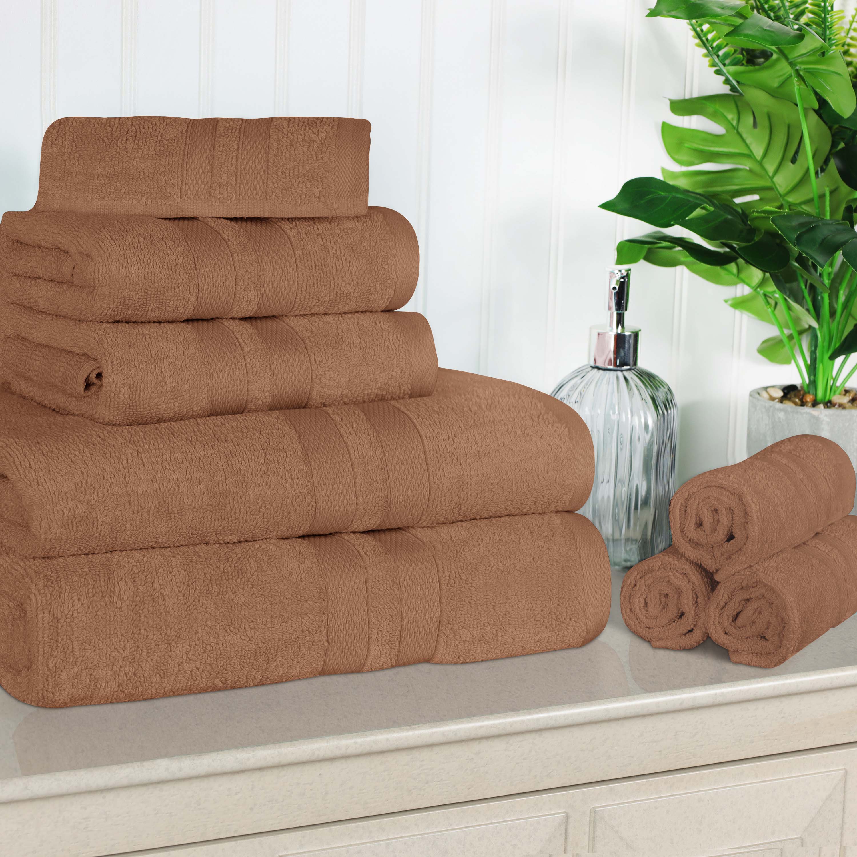 Ultra Soft Cotton Absorbent Solid Assorted 8 Piece Towel Set - Blue Nile Mills