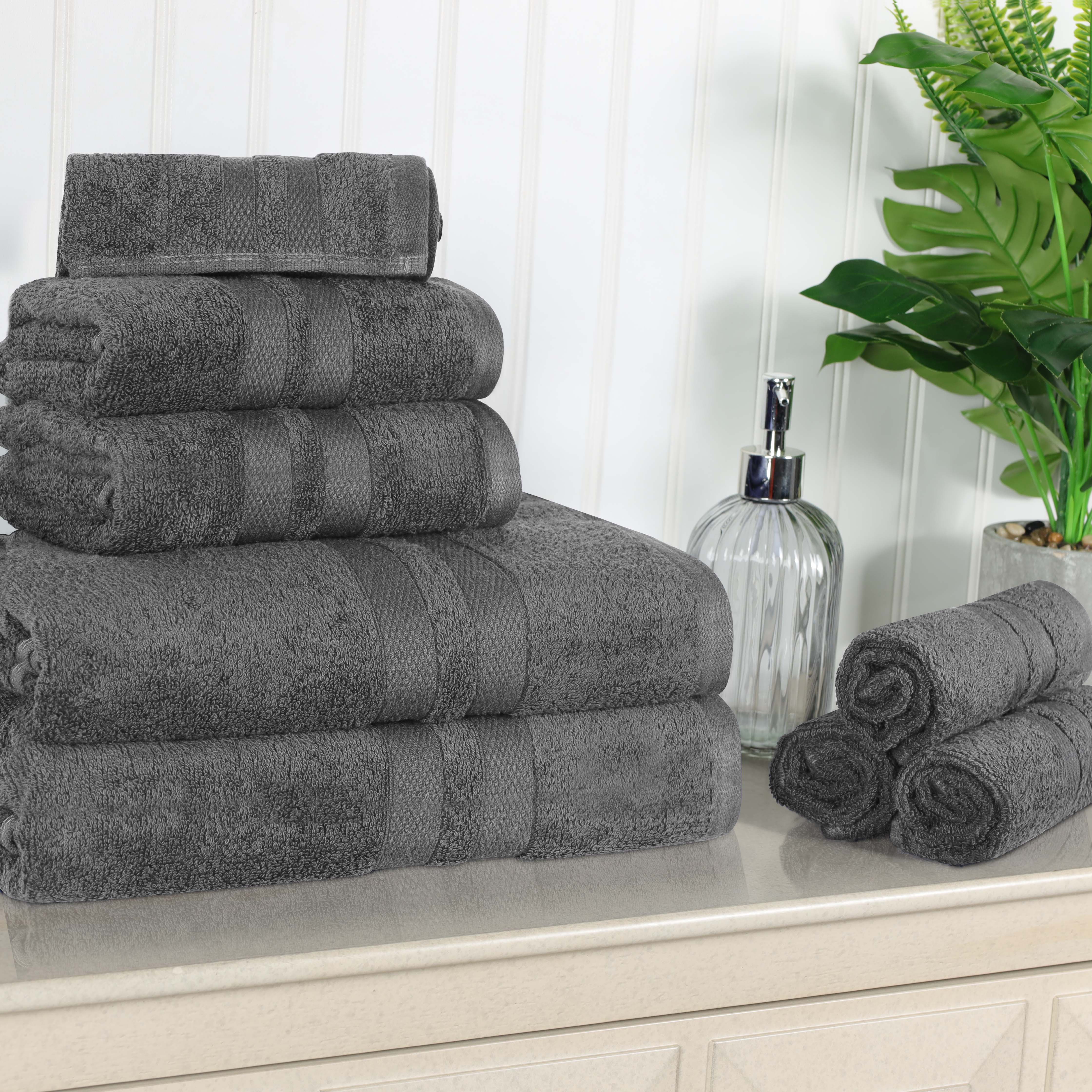 Ultra Soft Cotton Absorbent Solid Assorted 8 Piece Towel Set - Blue Nile Mills