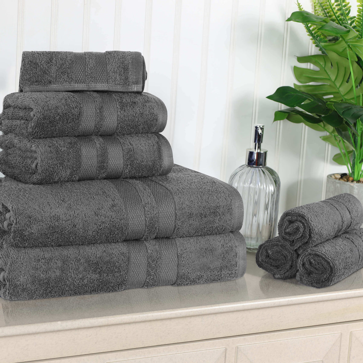 Ultra Soft Cotton Absorbent Solid Assorted 8 Piece Towel Set - Blue Nile Mills