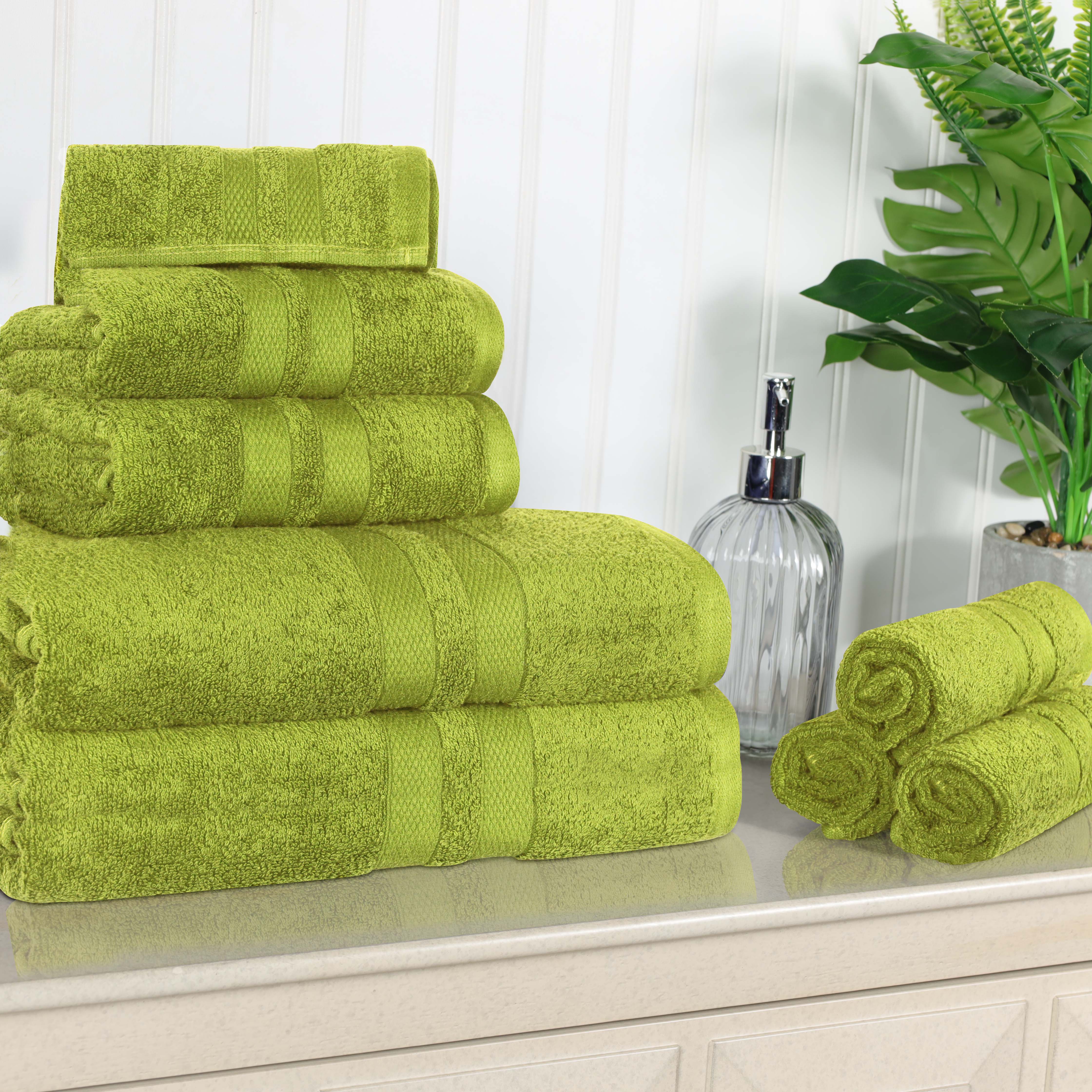 Ultra Soft Cotton Absorbent Solid Assorted 8 Piece Towel Set - Blue Nile Mills