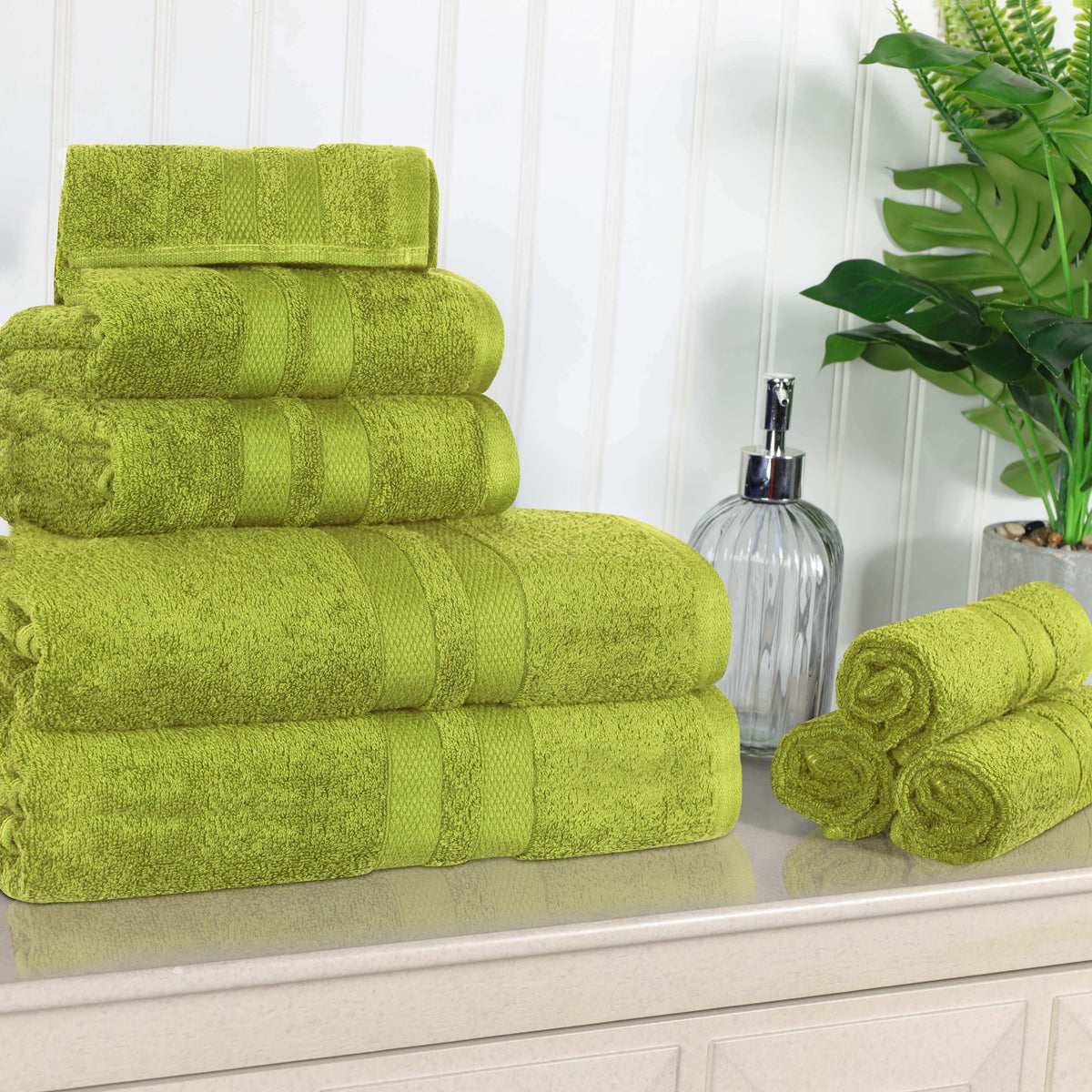 Ultra Soft Cotton Absorbent Solid Assorted 8 Piece Towel Set - Blue Nile Mills