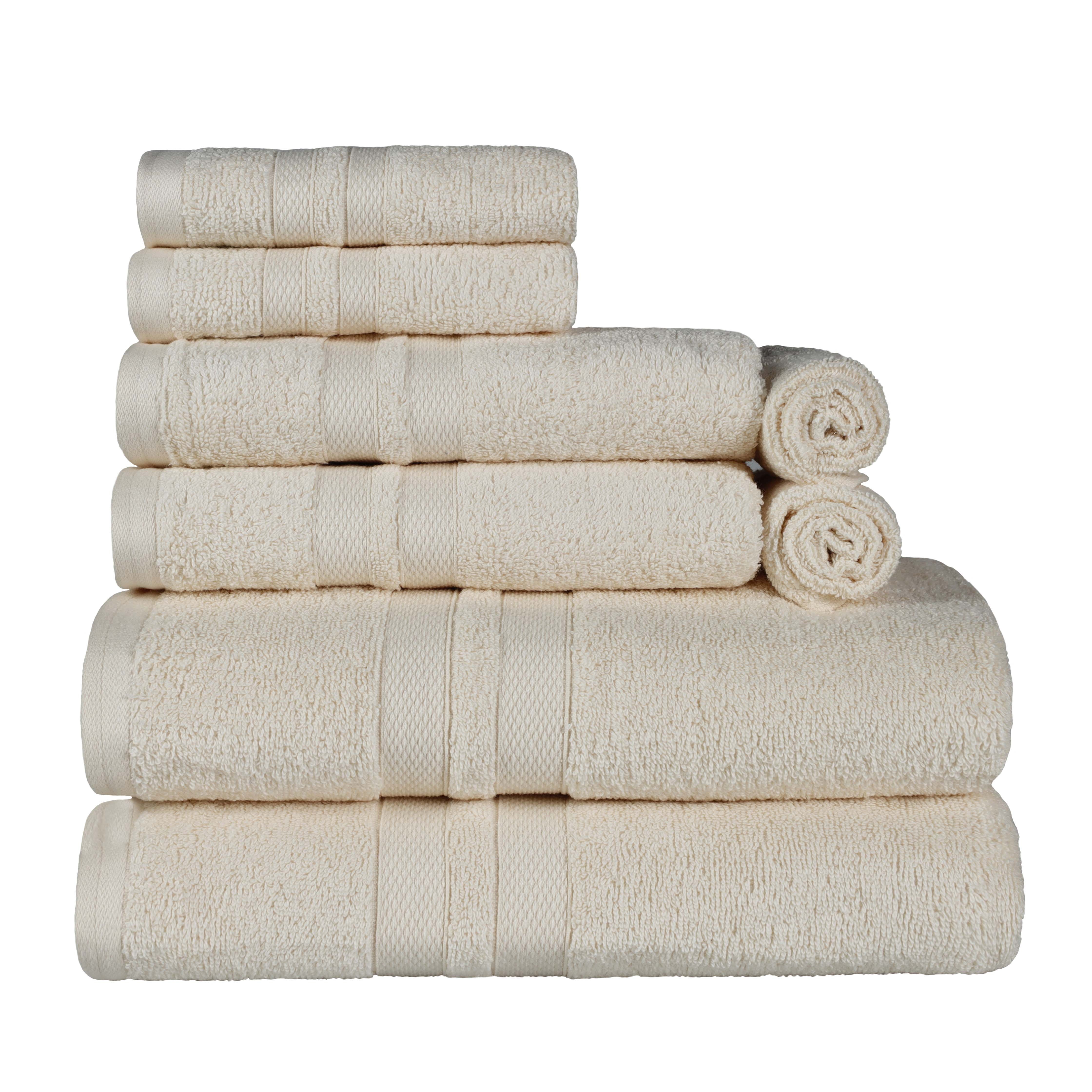 Ultra Soft Cotton Absorbent Solid Assorted 8 Piece Towel Set - Blue Nile Mills