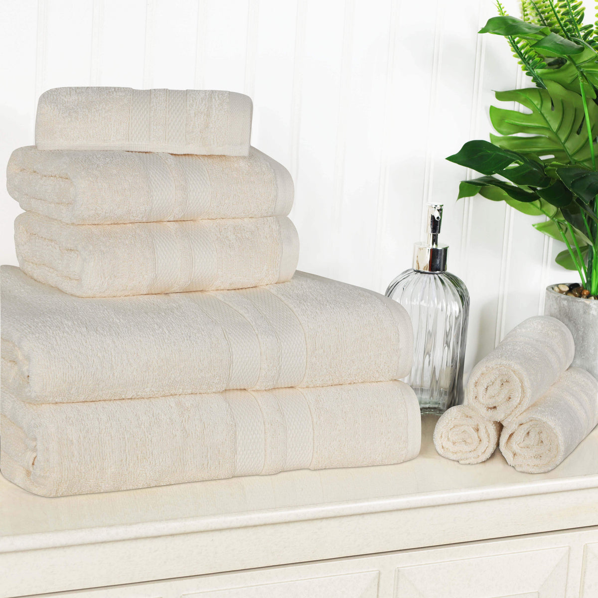 Ultra Soft Cotton Absorbent Solid Assorted 8 Piece Towel Set - Blue Nile Mills