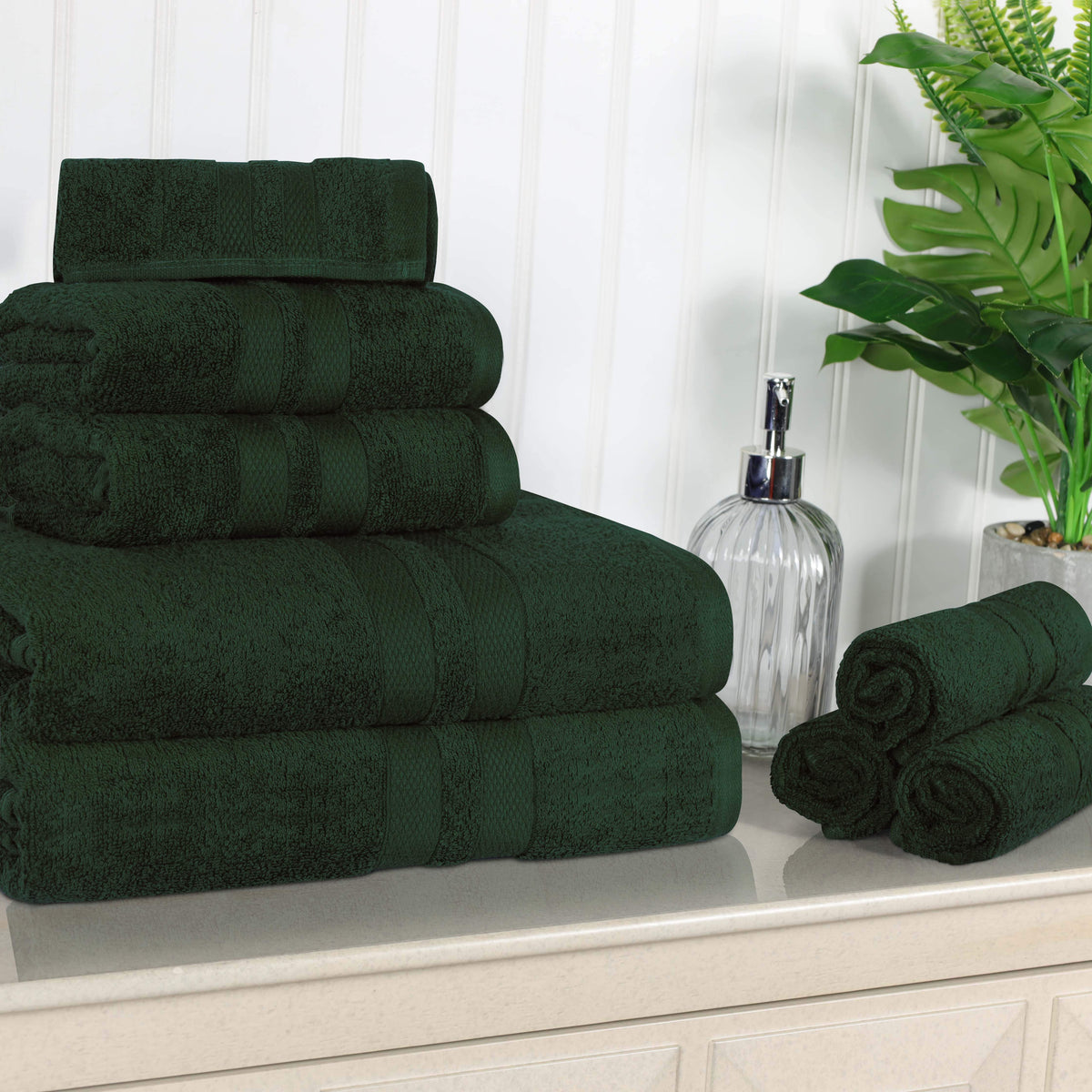 Ultra Soft Cotton Absorbent Solid Assorted 8 Piece Towel Set - Blue Nile Mills