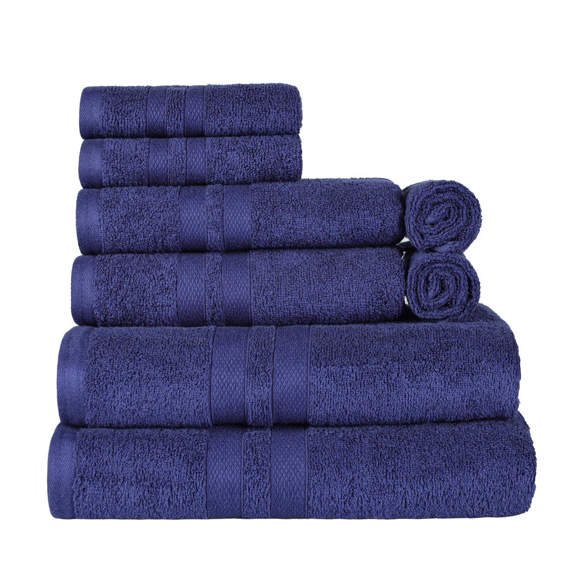 Ultra Soft Cotton Absorbent Solid Assorted 8 Piece Towel Set - Blue Nile Mills