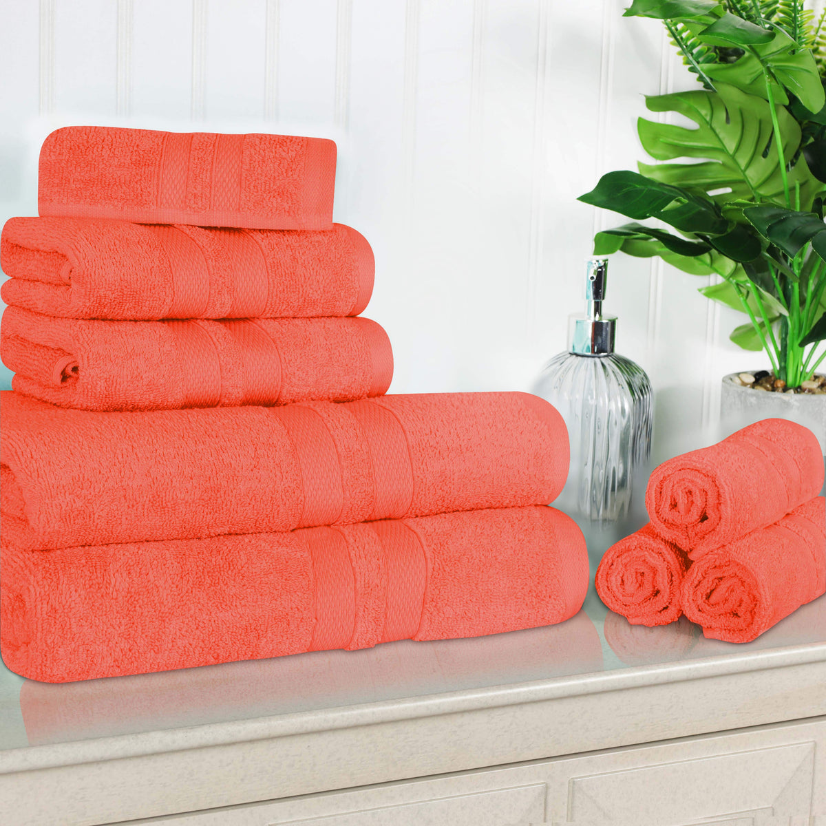 Ultra Soft Cotton Absorbent Solid Assorted 8 Piece Towel Set - Blue Nile Mills