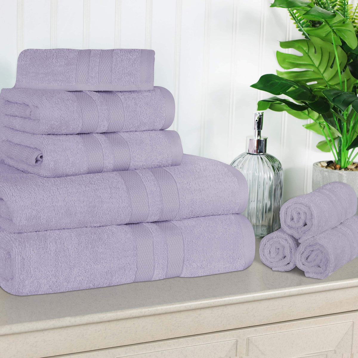 Ultra Soft Cotton Absorbent Solid Assorted 8 Piece Towel Set - Blue Nile Mills