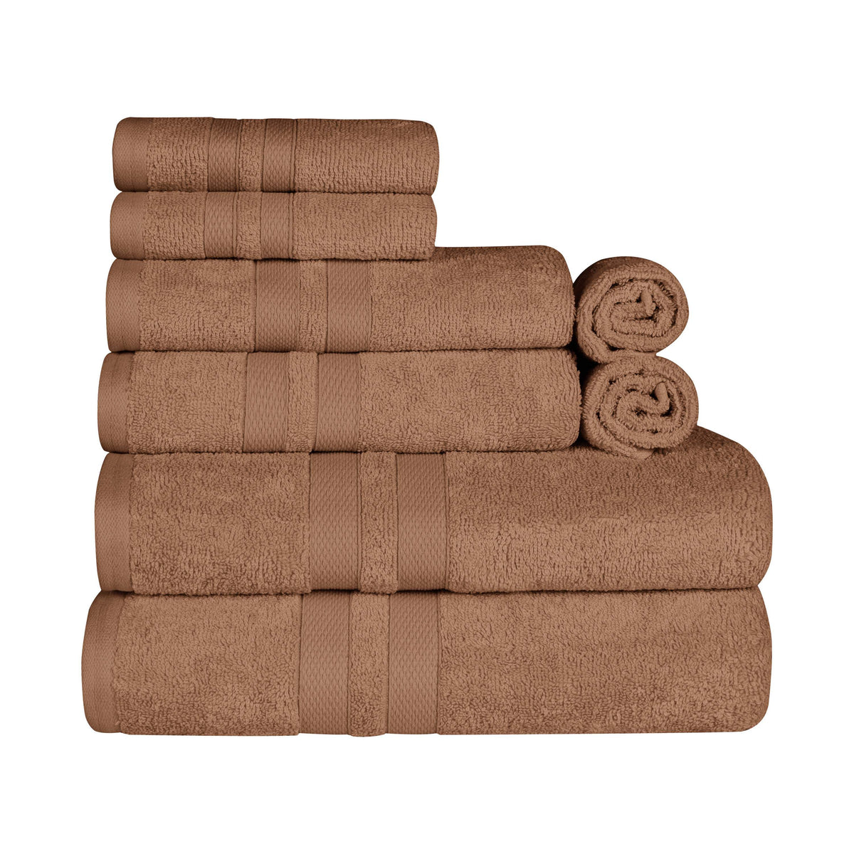 Ultra Soft Cotton Absorbent Solid Assorted 8 Piece Towel Set - Blue Nile Mills