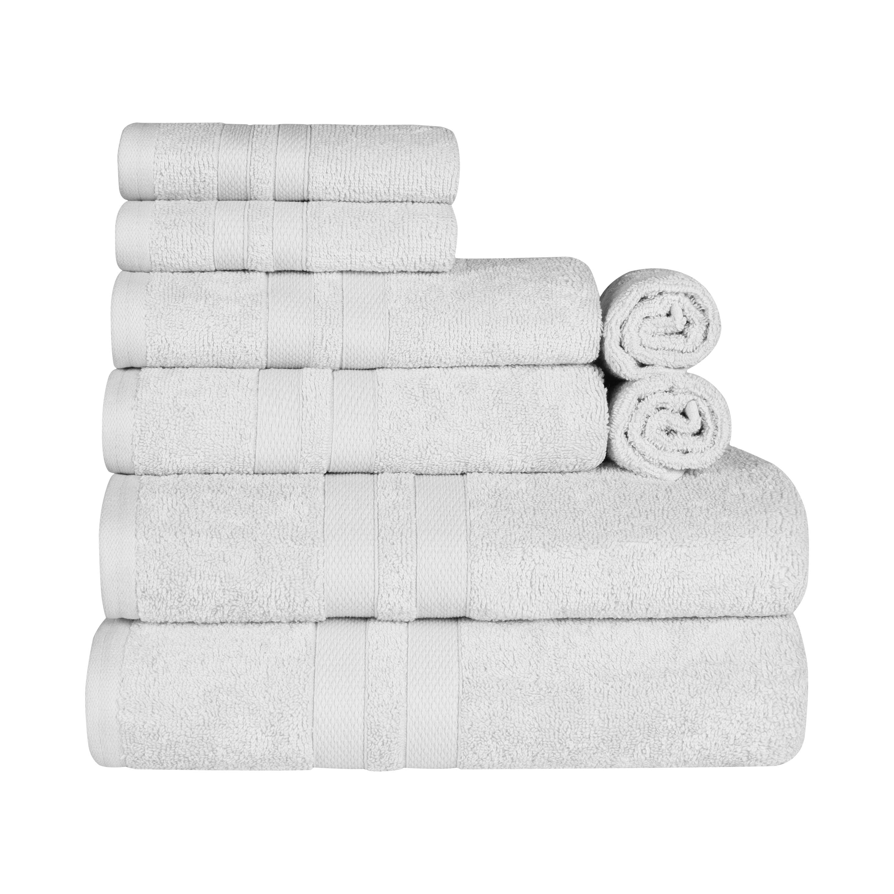 Ultra Soft Cotton Absorbent Solid Assorted 8 Piece Towel Set - Blue Nile Mills