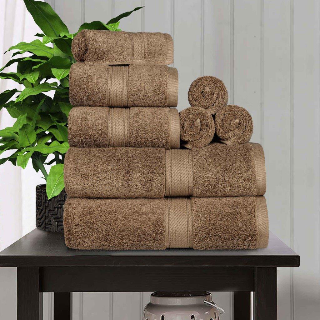 Egyptian Cotton Pile Plush Heavyweight Luxury Soft 8-Piece Towel Set - Blue Nile Mills