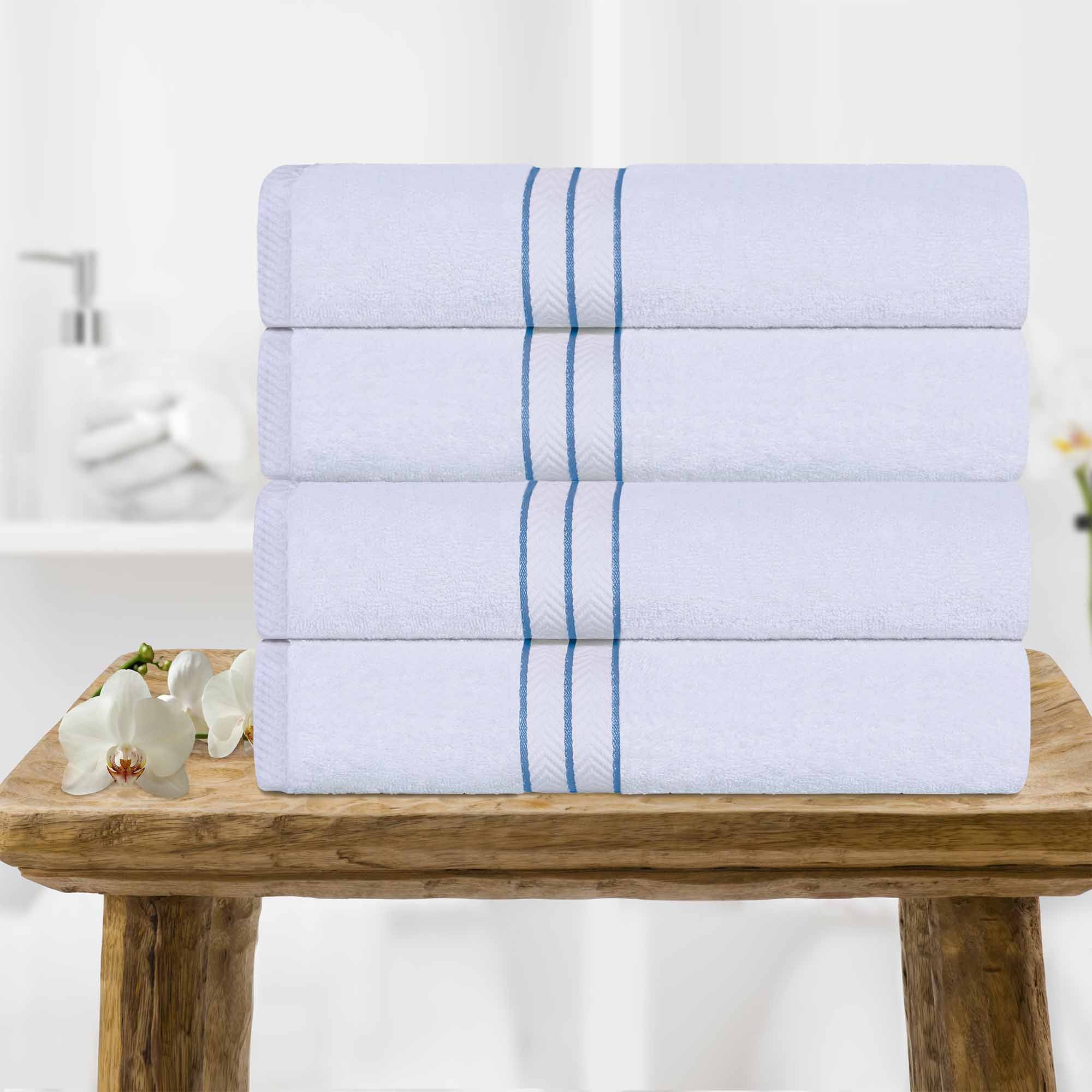 Turkish Cotton Ultra Plush Solid Absorbent 4 Piece Bath Towel Set - Blue Nile Mills