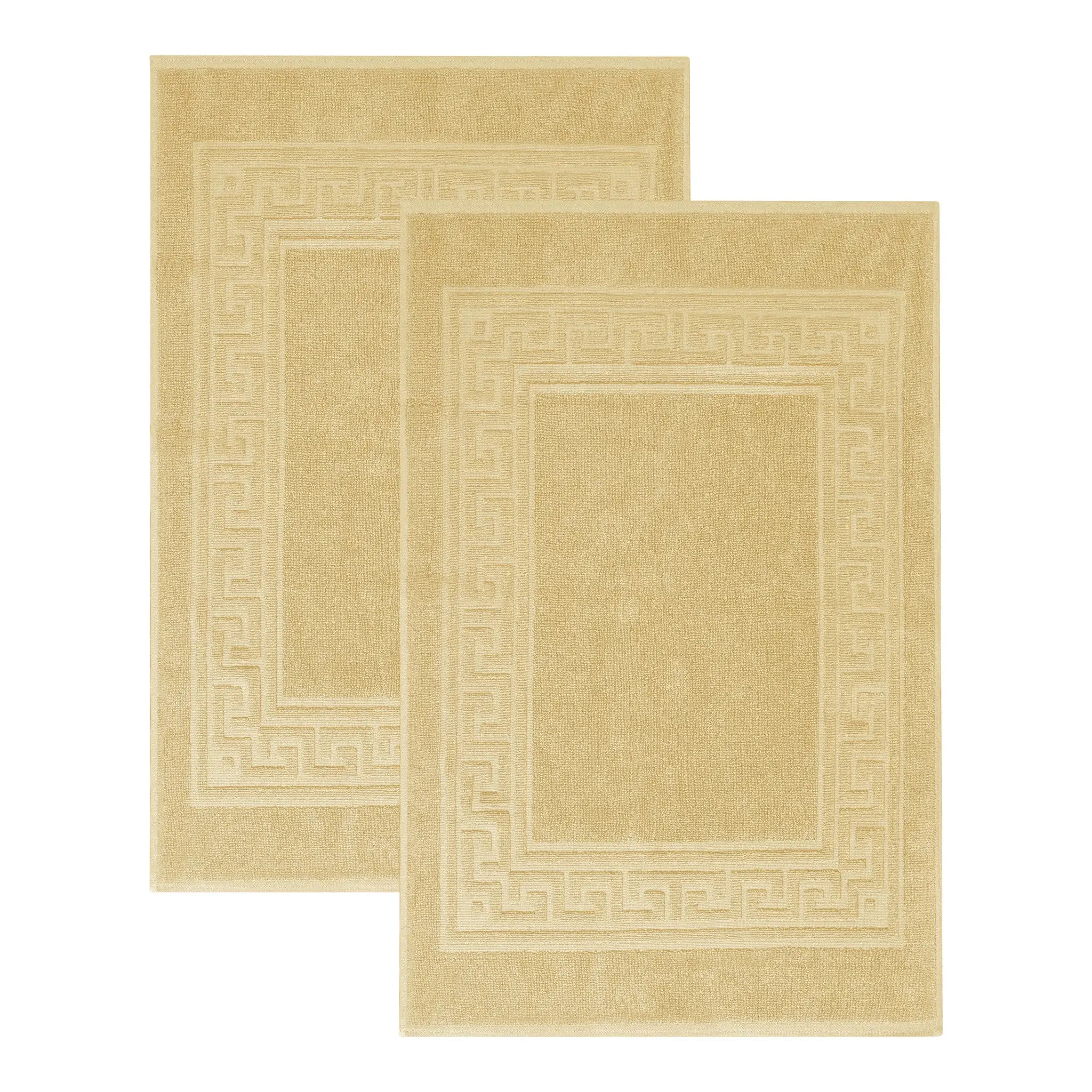 Cotton 2 Piece Greek Key Border Super Absorbent Bath Mat Set - Blue Nile Mills