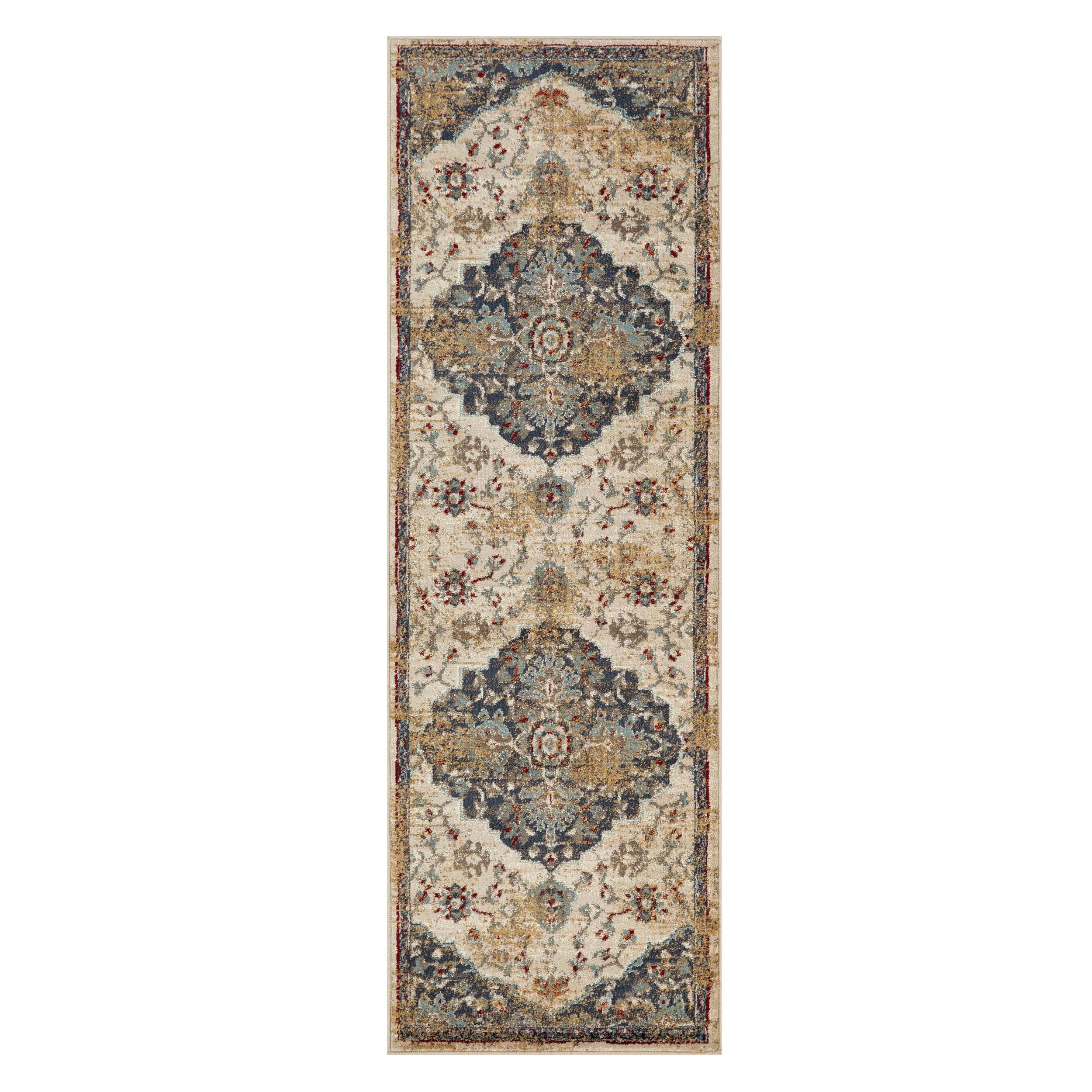 Abena Traditional Medallion Indoor Area Rug or Runner - Blue Nile Mills