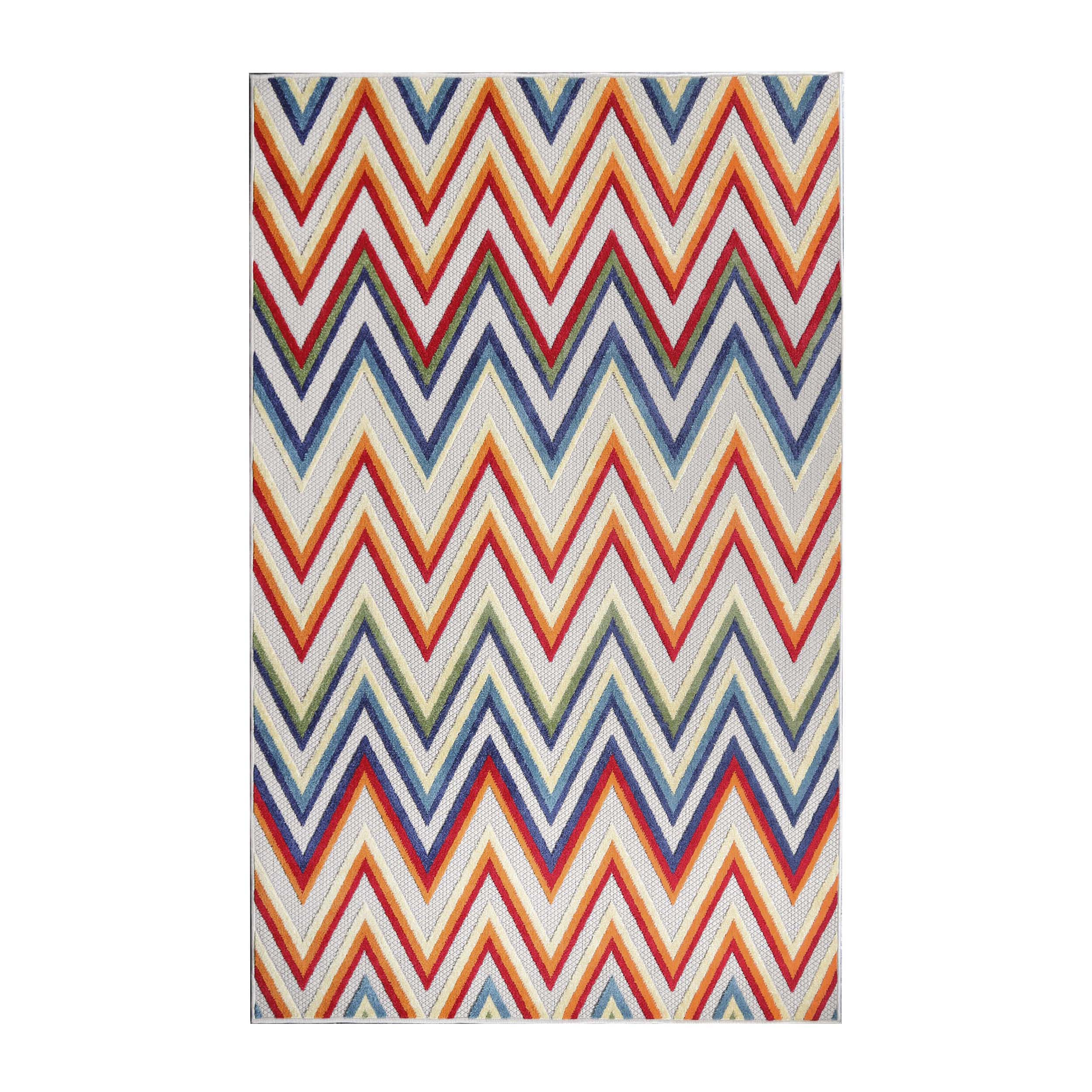 Acacia Geometric Zigzag Modern Indoor/Outdoor Area Rug or Runner - Blue Nile Mills