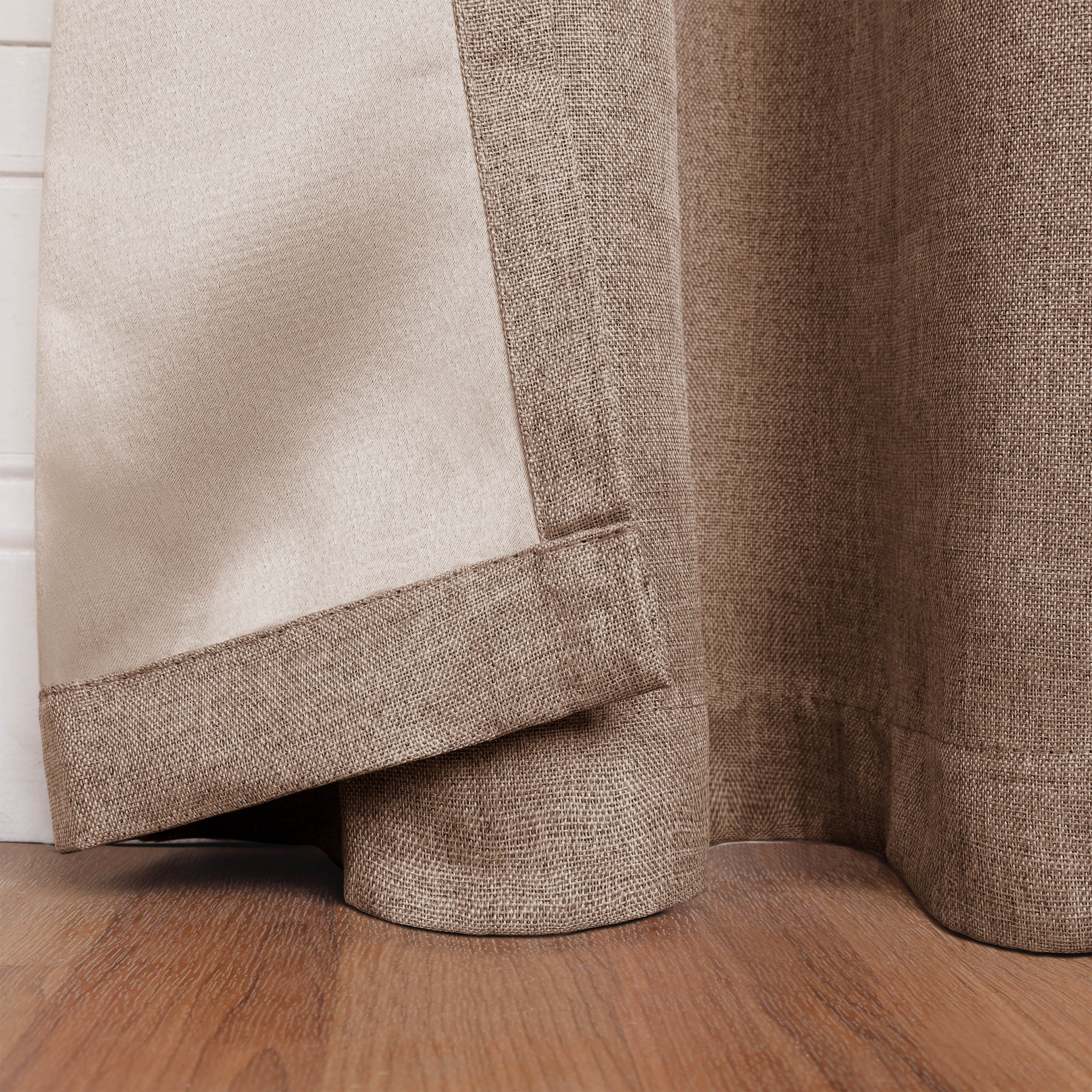 Linen Pattern Washable Room Darkening Blackout Curtains Set 26" - Blue Nile Mills