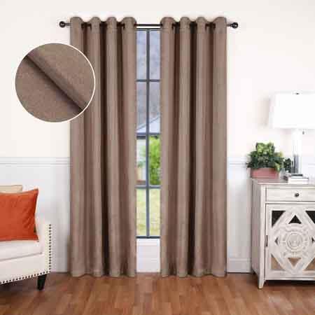 Linen Pattern Washable Room Darkening Blackout Curtain Set - Blue Nile Mills