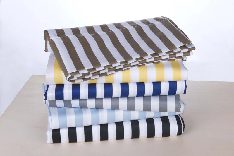 Cotton Blend 600 Thread Count Cabana Stripe Standard Pillowcase Set - Blue Nile Mills