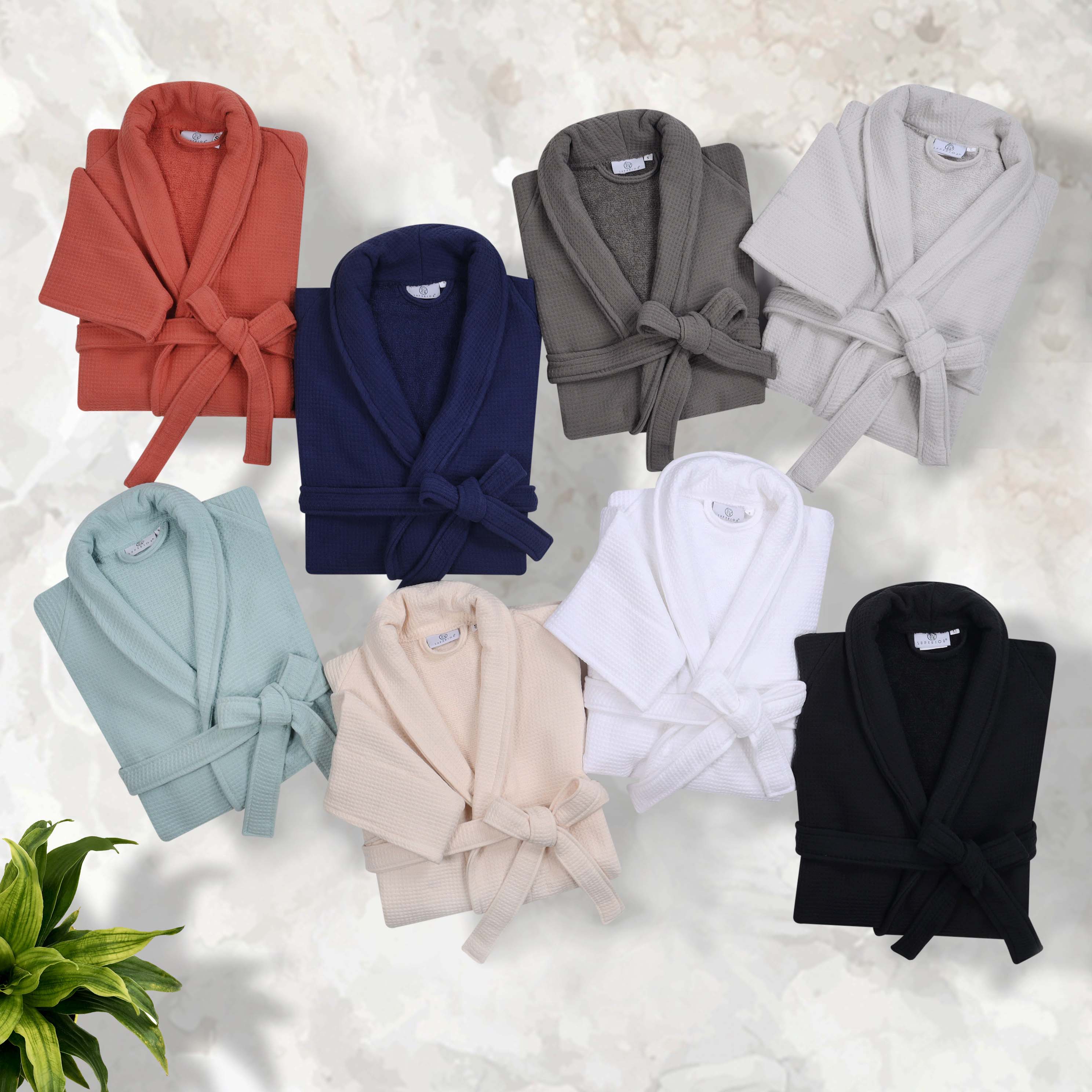 Waffle Weave Cotton Soft Lightweight Oversized Unisex Adult Bath Robe - Blue Nile Mills