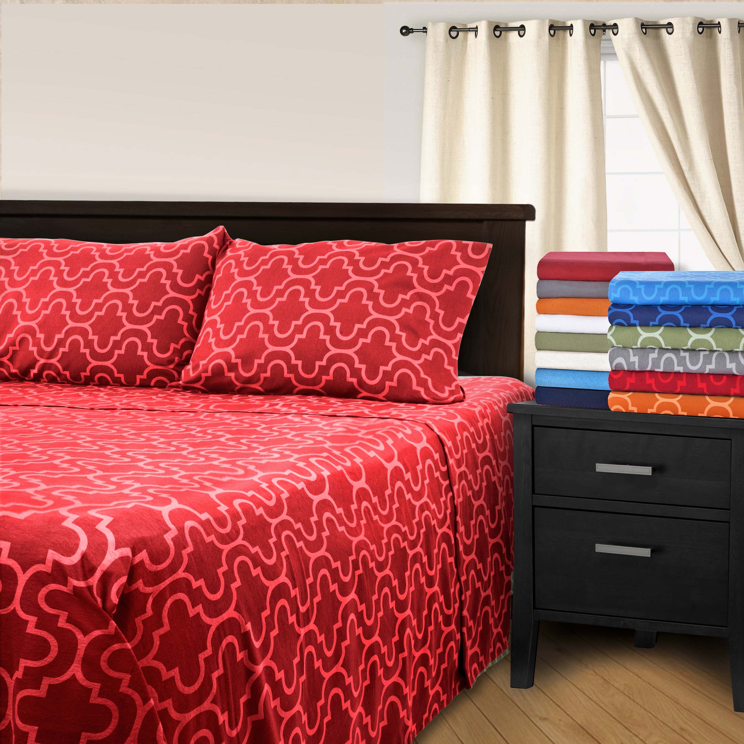 Cotton Flannel Trellis Deep Pocket Sheet Set - Blue Nile Mills