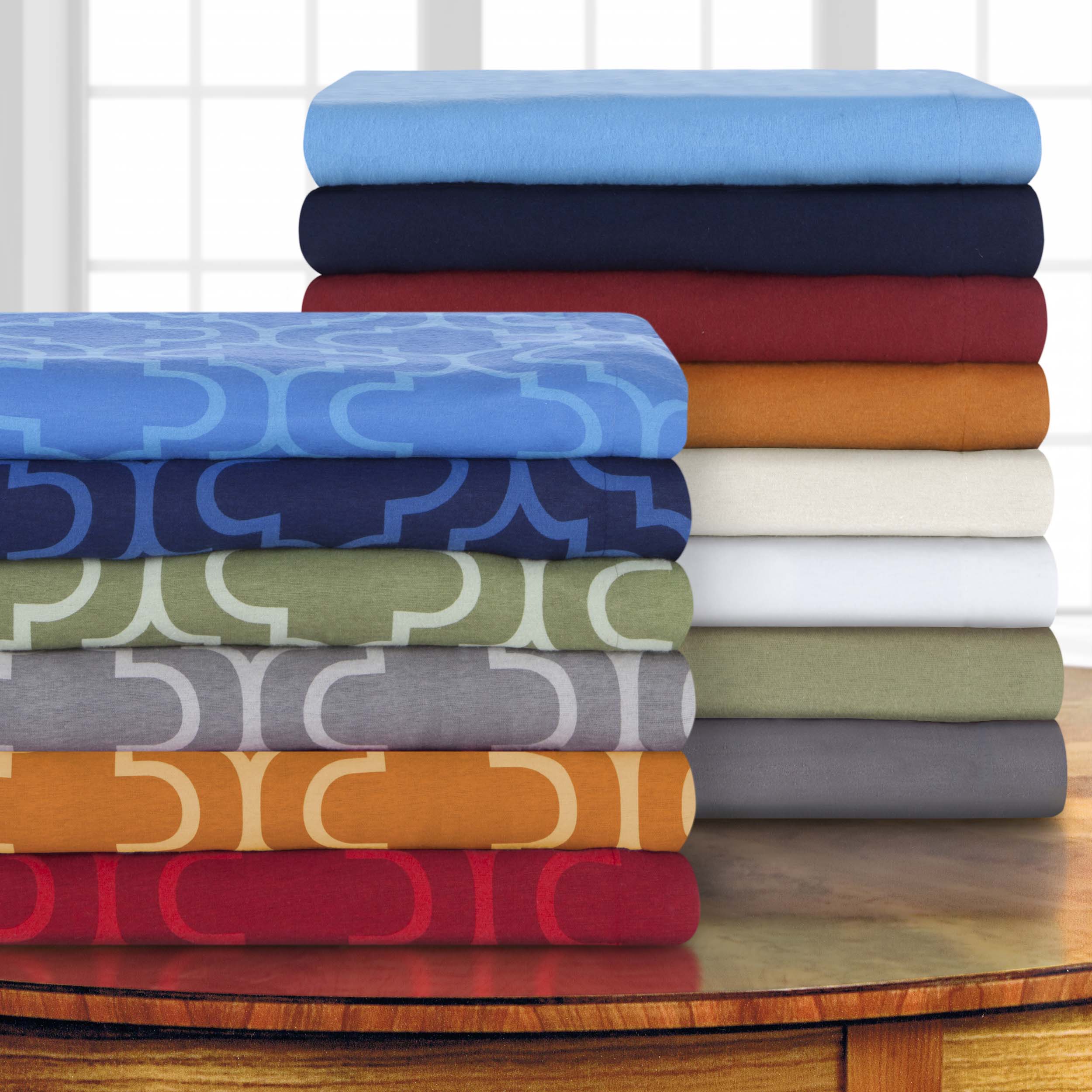 Cotton Flannel Trellis Deep Pocket Sheet Set - Blue Nile Mills