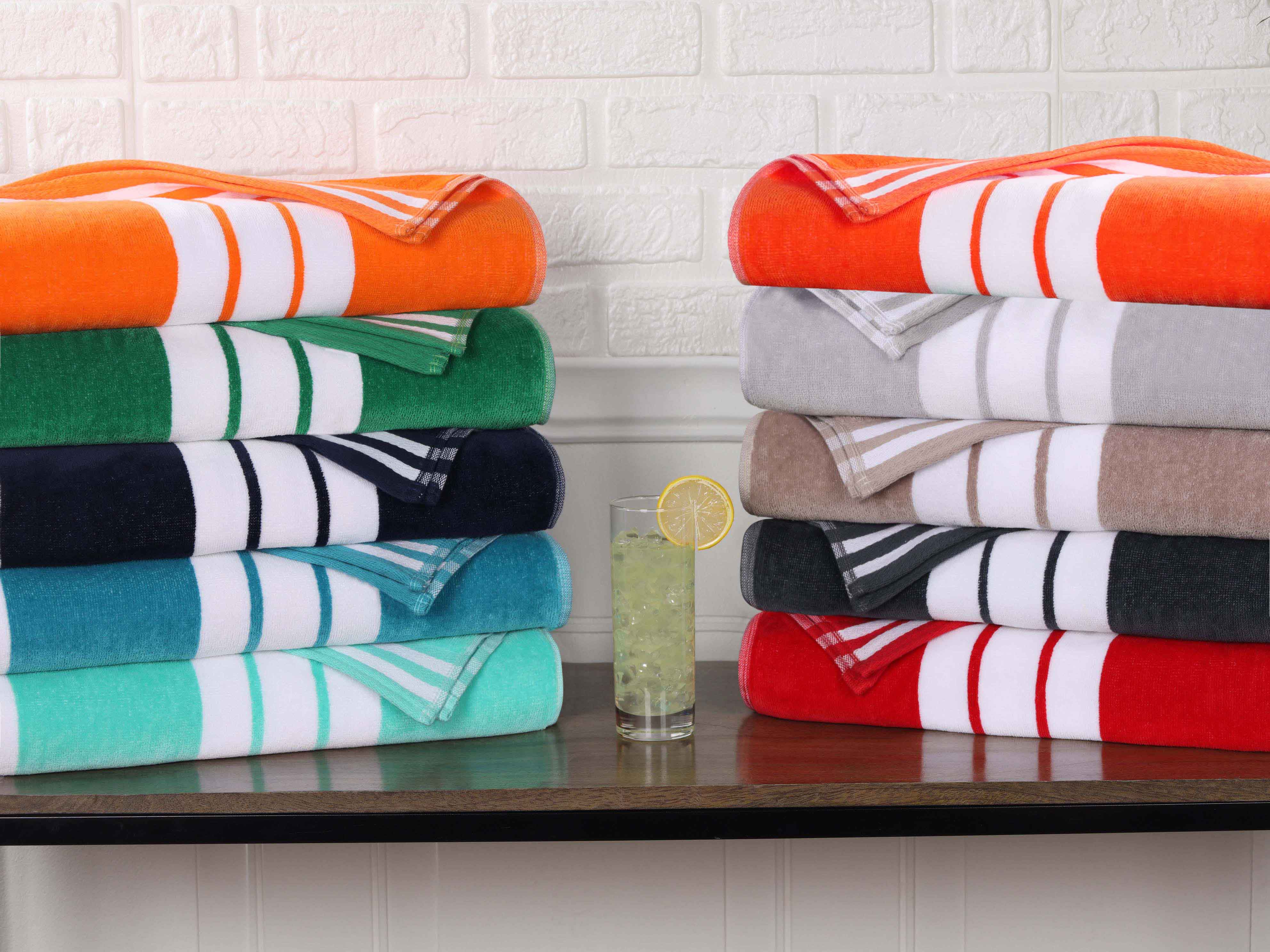 Cabana Stripe Oversized Cotton Beach Towel Set Of 2, 4, 6 - Blue Nile Mills