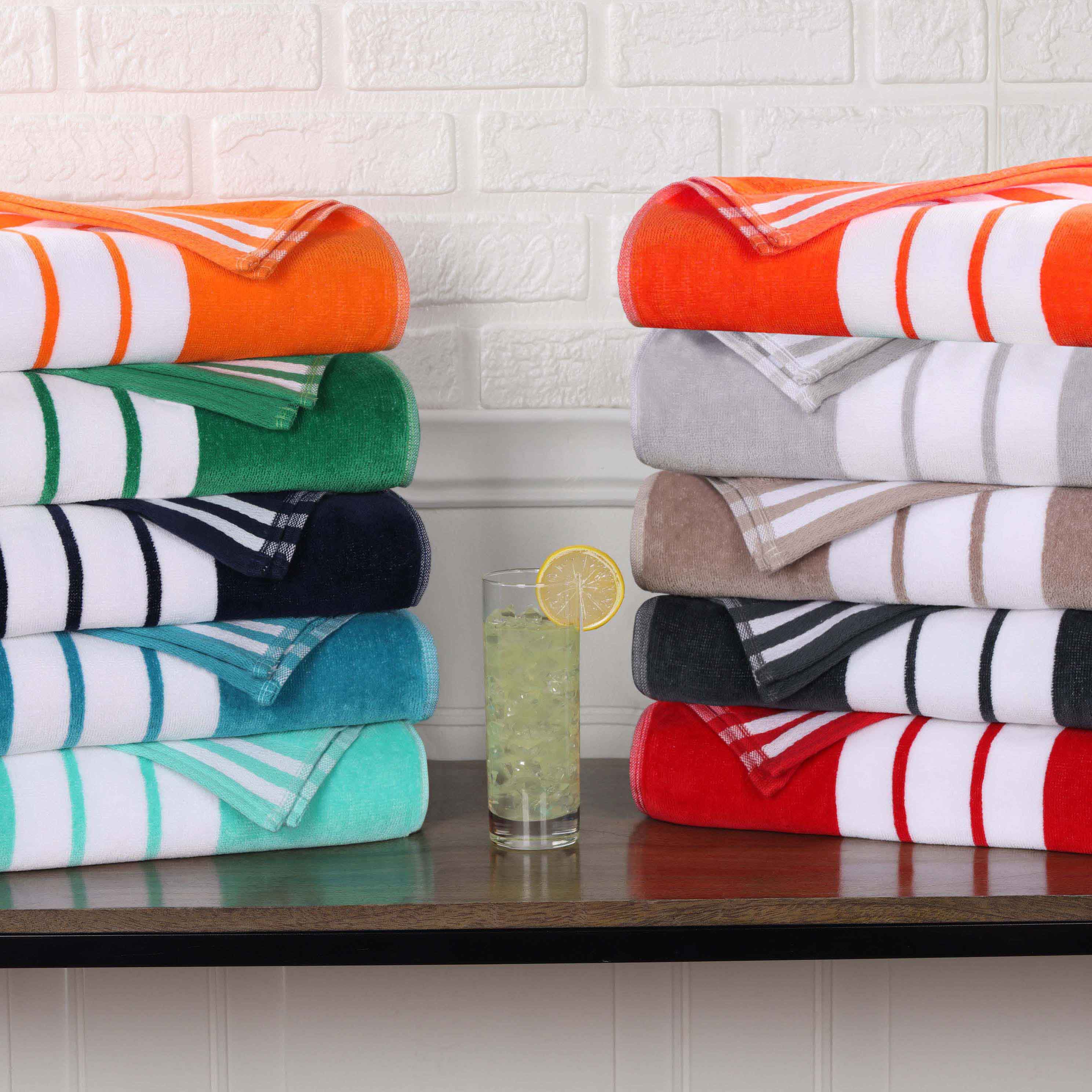 Cabana Stripe Oversized Cotton Beach Towel Set Of 2, 4, 6 - Blue Nile Mills